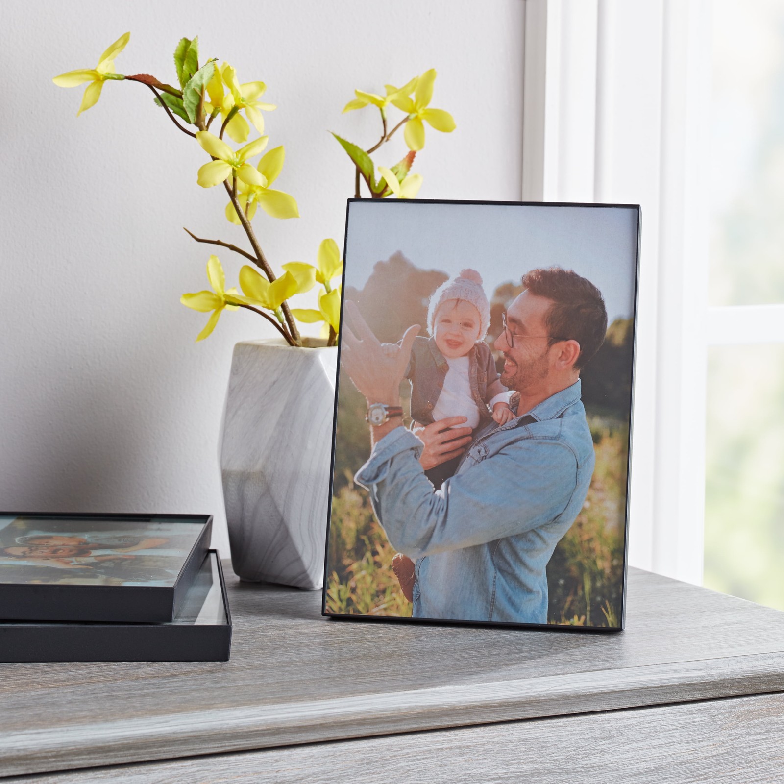 (4 pack) 5×7 Front Loading Tabletop / Wall Picture Frame, Black