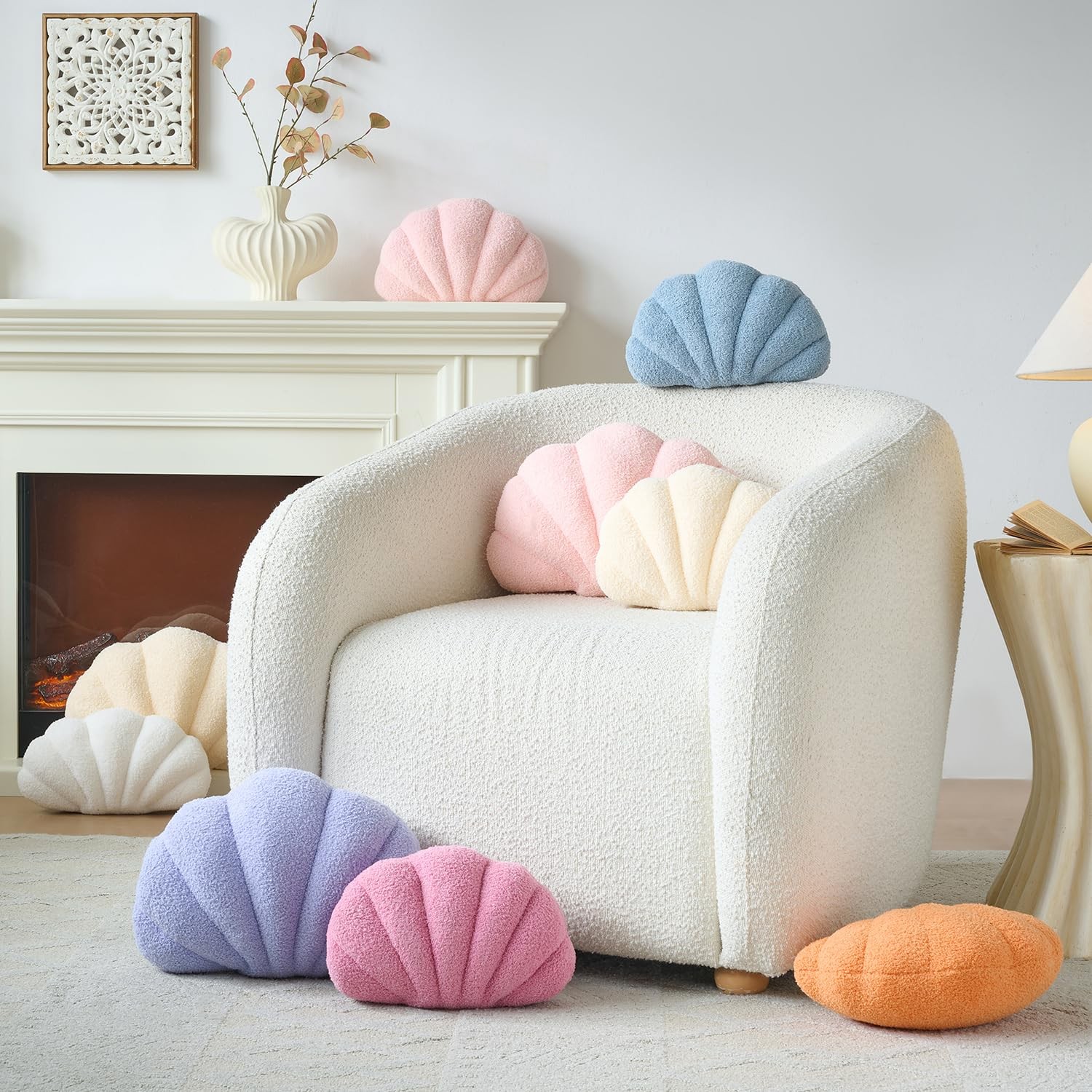 Mepherl Pink Seashell Throw Pillows,13 Inch Shell Shaped Small-13Inch,