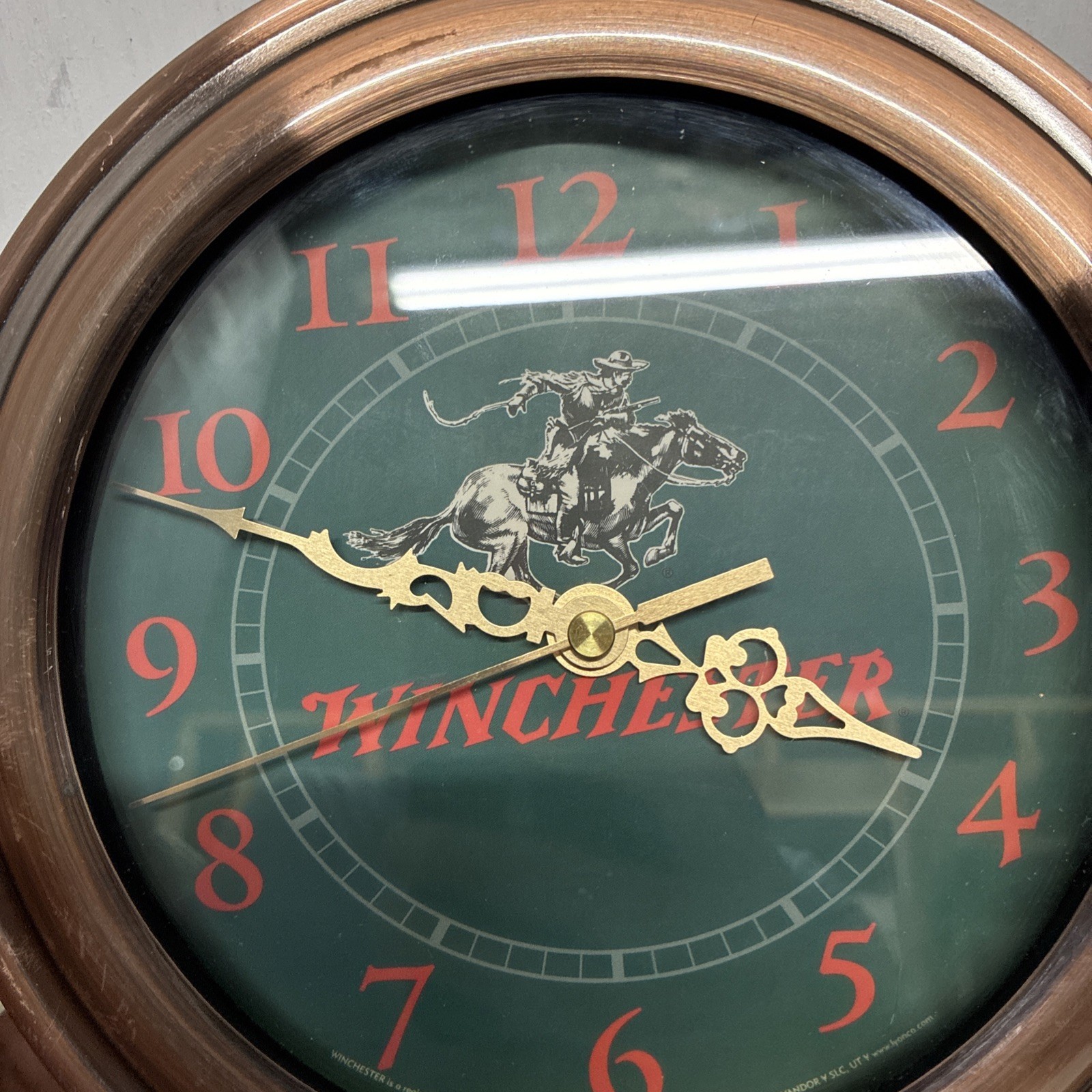 Winchester Firearms logo Battery Operated Clock 8 Inches Working With Batteries