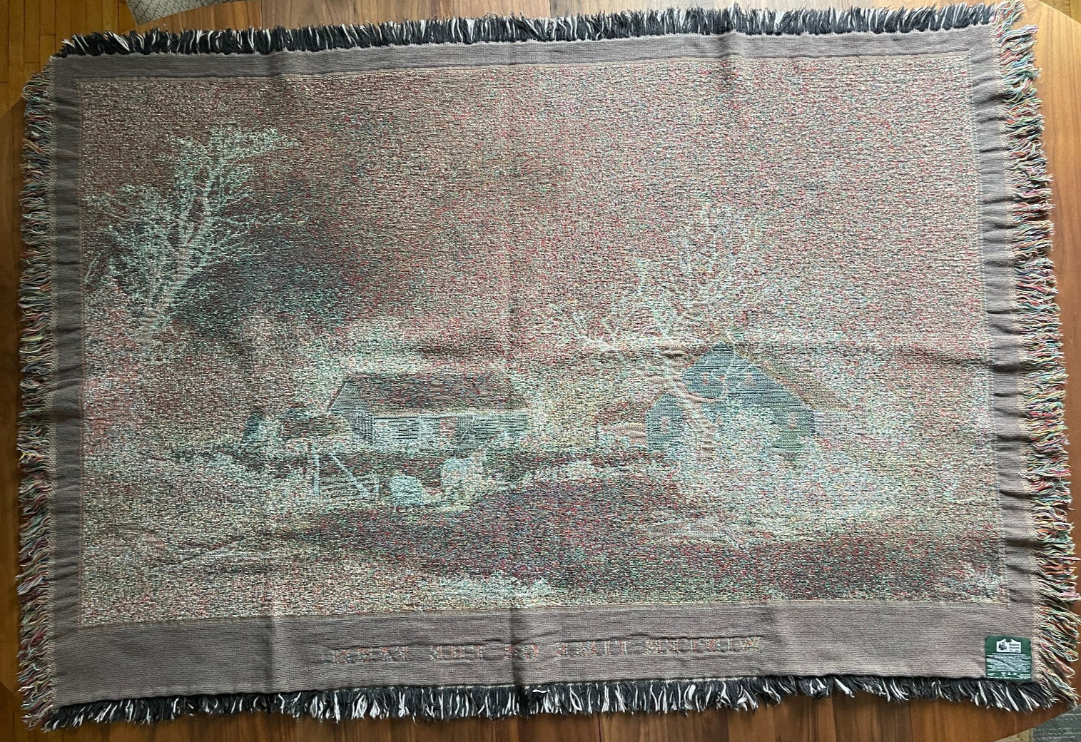 Winter-Time on the Farm Tapestry Throw 100% Cotton Fringe Goodwin Weavers 62×42
