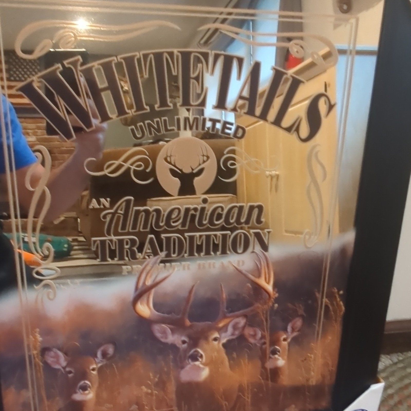 American Tradition Deer Framed Wood/Glass Wall Plaque Rustic Vertical 24x20in