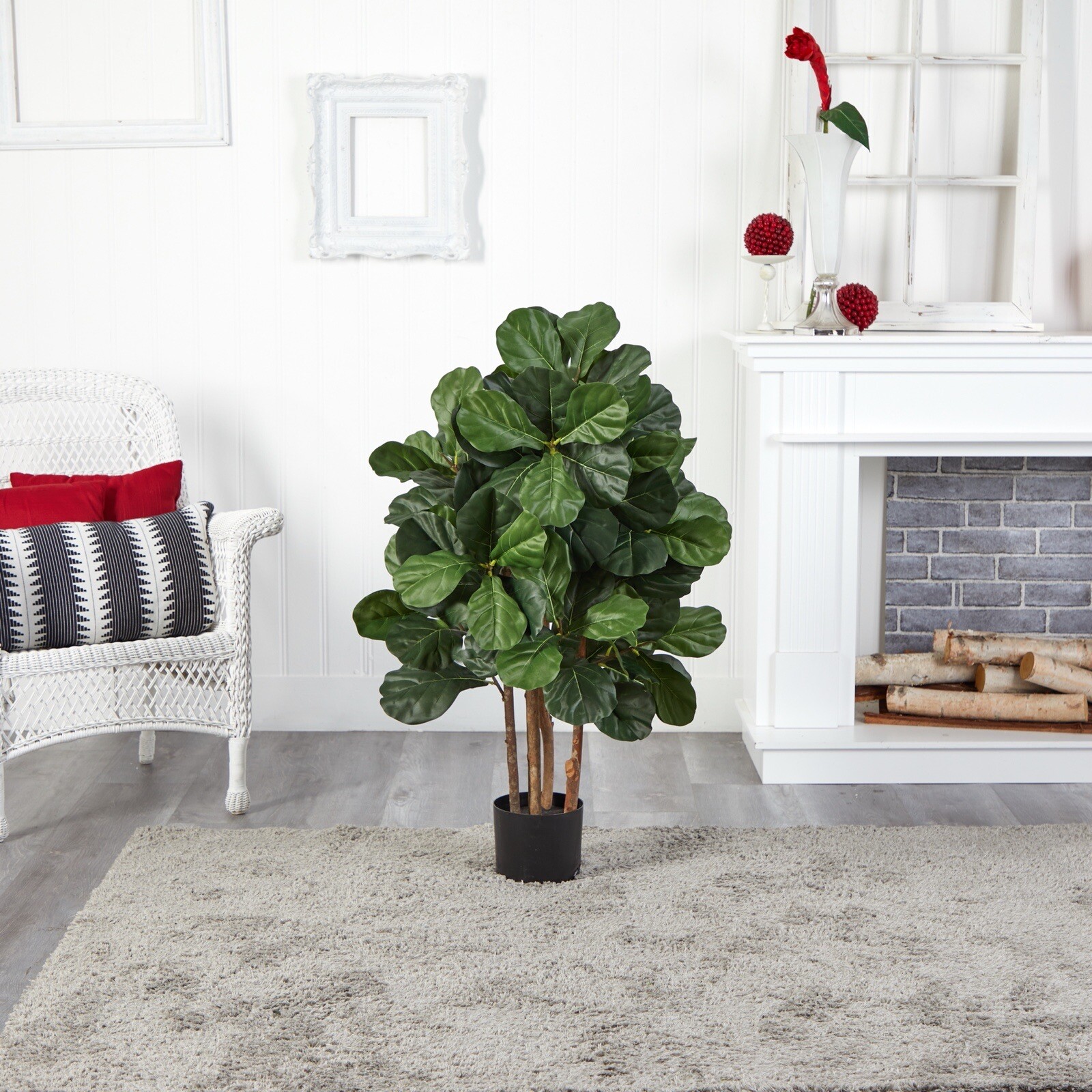 3.5’ Fiddle Leaf Artificial Tree w/Wooden Trunk Home Decor. Retail $99
