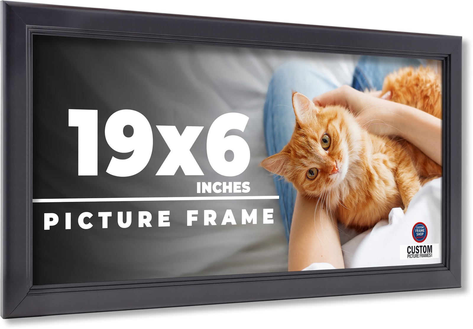 19×6 Frame Black Passaggi Solid Wood Picture Frame Width 1.5 Inches | Interior F