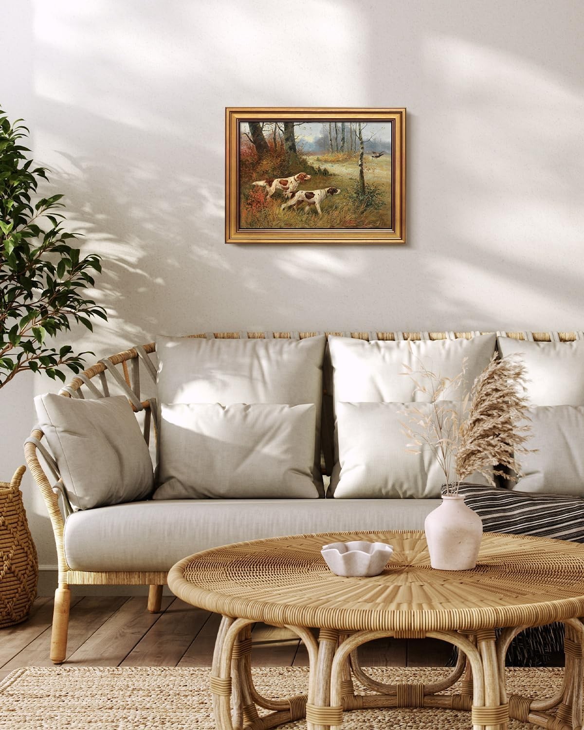 Vintage Dog Wall Art Decor 12×16 Inch – Framed Canvas Print