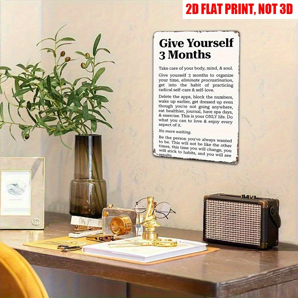 Vintage Motivational Metal Tin Sign Self-Care Personal Growth Wall Art Plaque