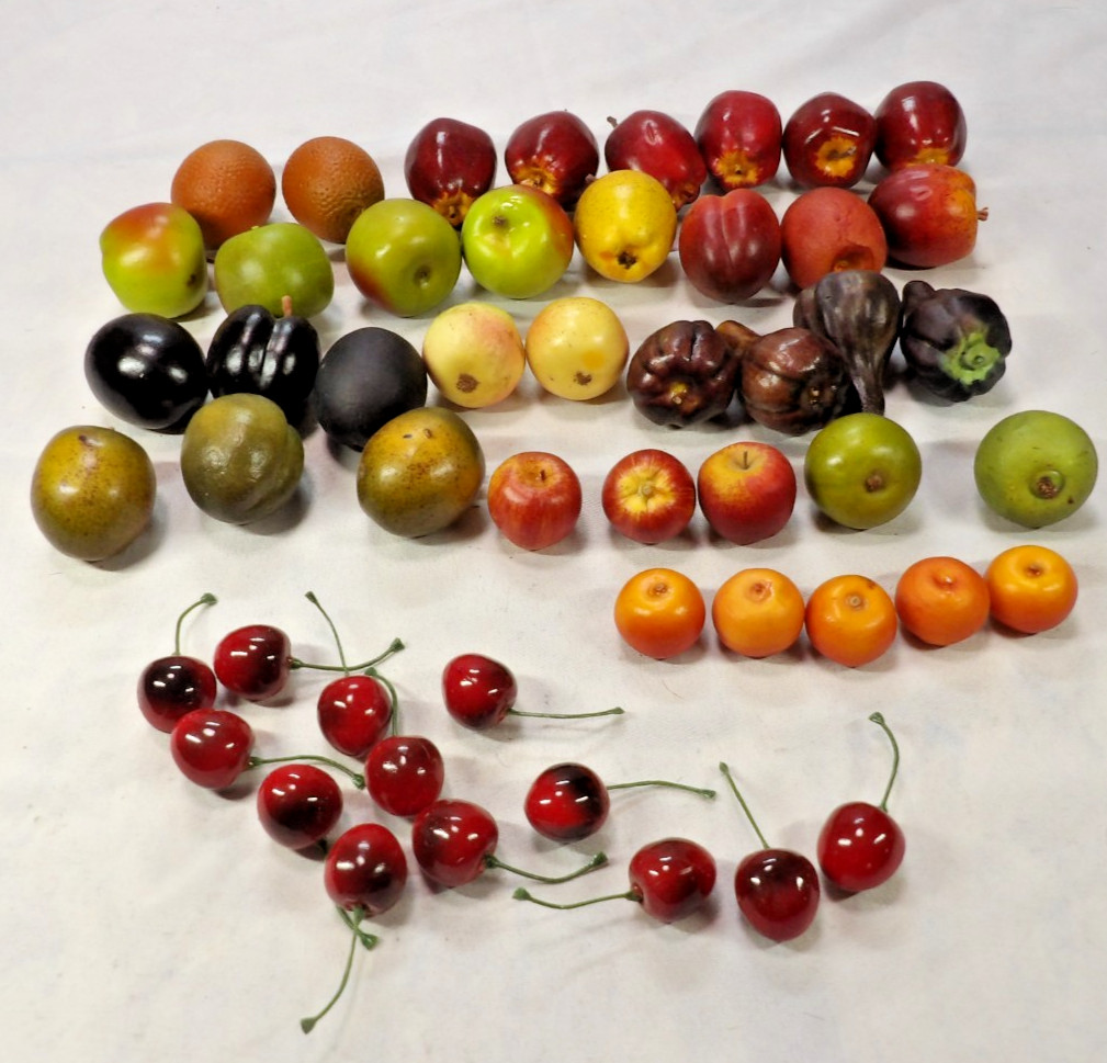 45PCS VTG Fruit Apples Pears Oranges Cherry&rsquo;s Persimmons Plums Eggplant Peaches