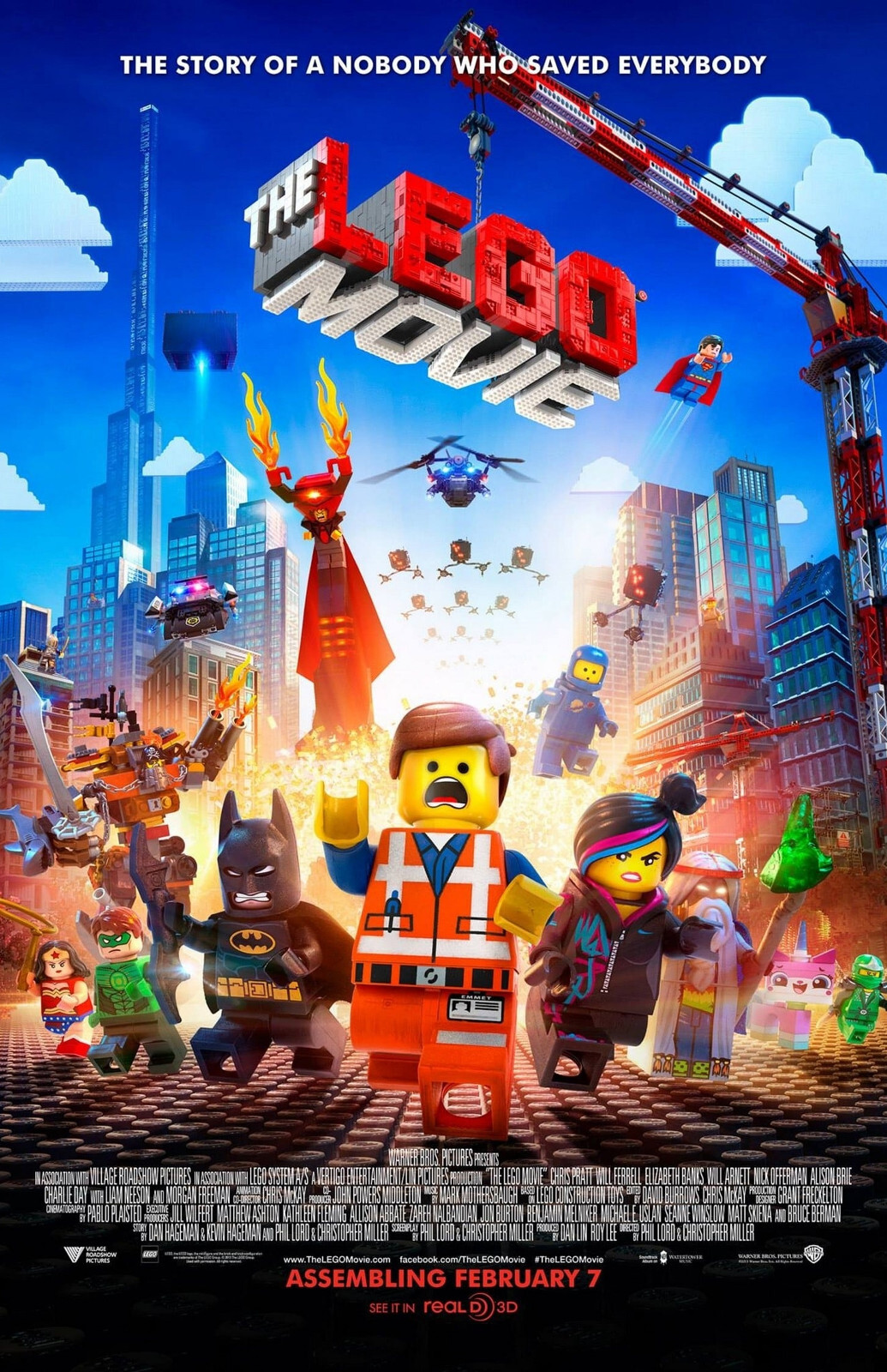 AA5070 The Lego Movie By Christopher Miller 2014 Movie Poster 11×17