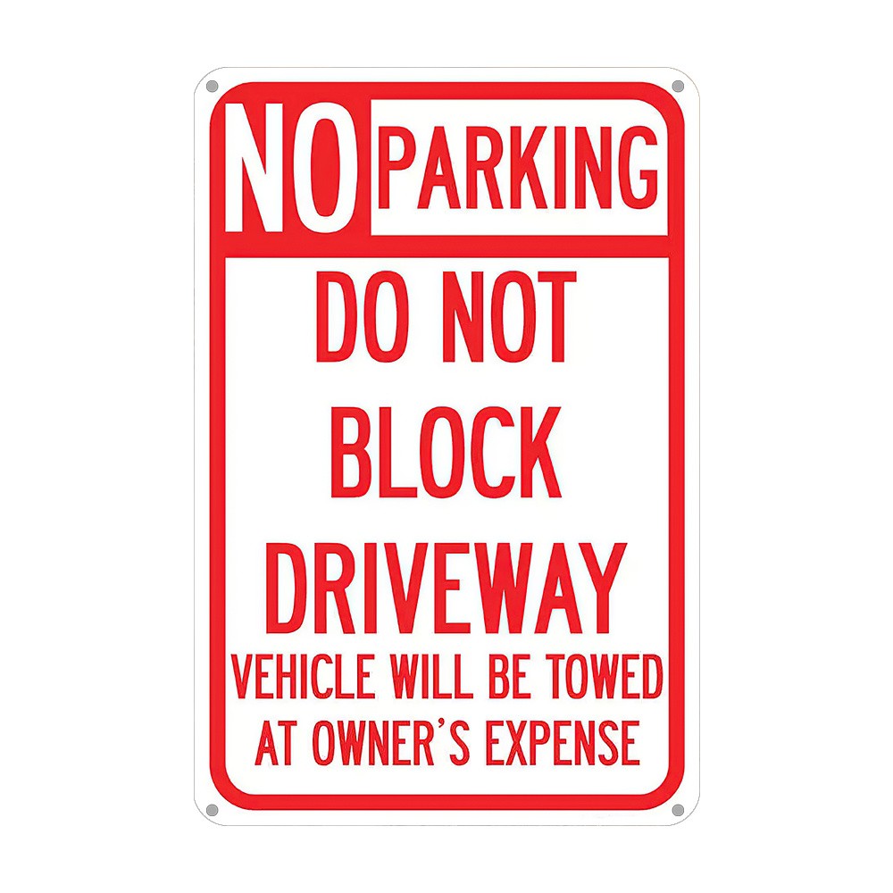 Vintage &lsquo;No Parking Do Not Block Driveway&rsquo; Metal Sign Home Towing Warning Decor