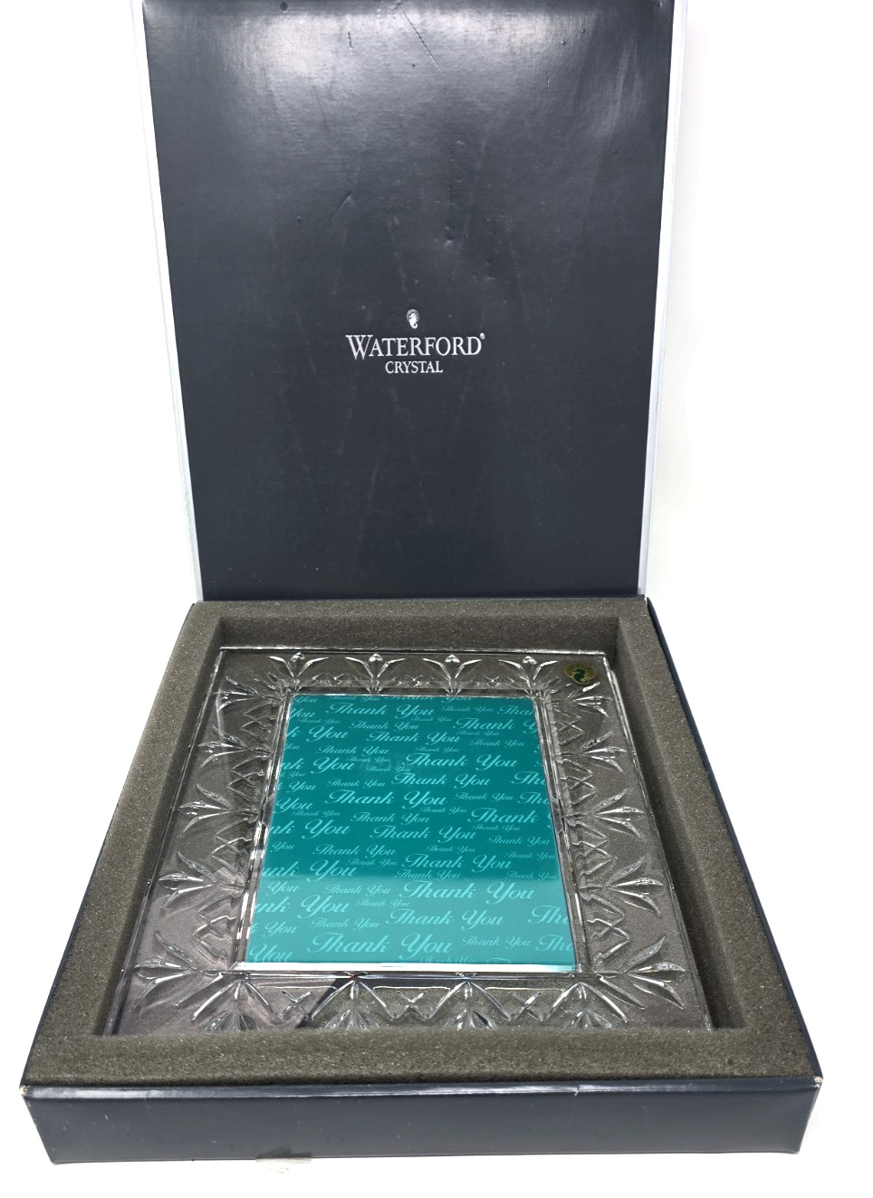 WATERFORD CRYSTAL &lsquo;THANK YOU&rsquo; Picture Frame 10 5/8&Prime; x 8 5/8&Prime; – for 5&Prime;x 7&Prime; Photos