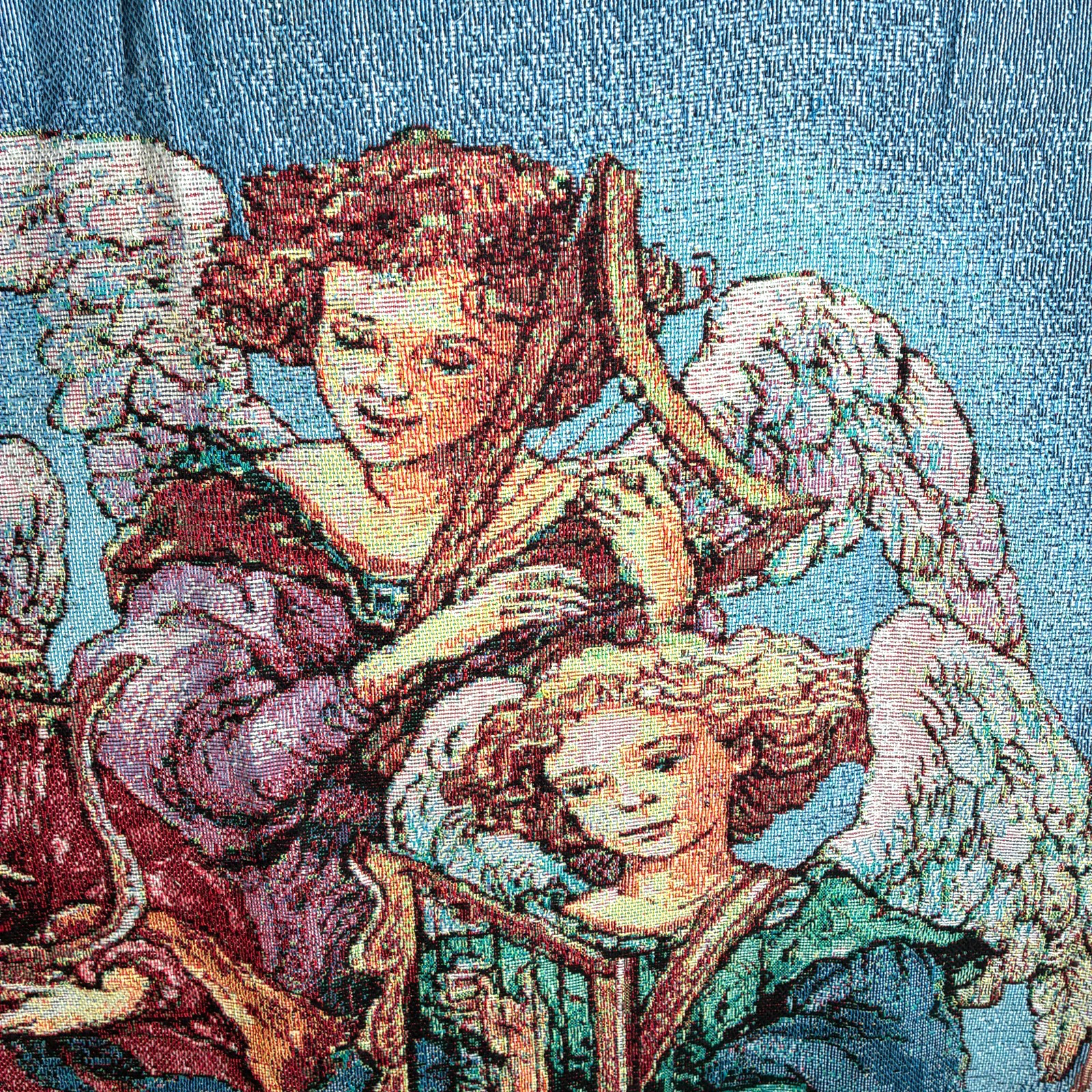 Tapestry Throw Blanket Angels Playing Musical Instruments 47.5&Prime; x 52.5&Prime; Fringed
