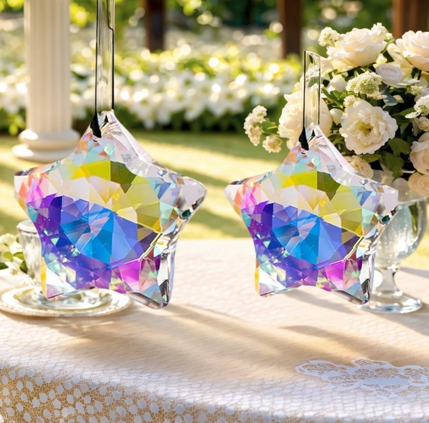 2pcs Crystal Sun Catcher Prism Pendant Rainbow Window Hanging Ornament – NEW