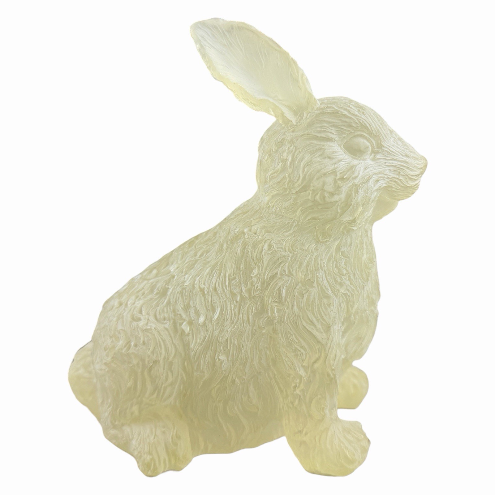 Vintage Glass Style Rabbit Figurine Resin Bunny Frosted Translucent Spring Decor