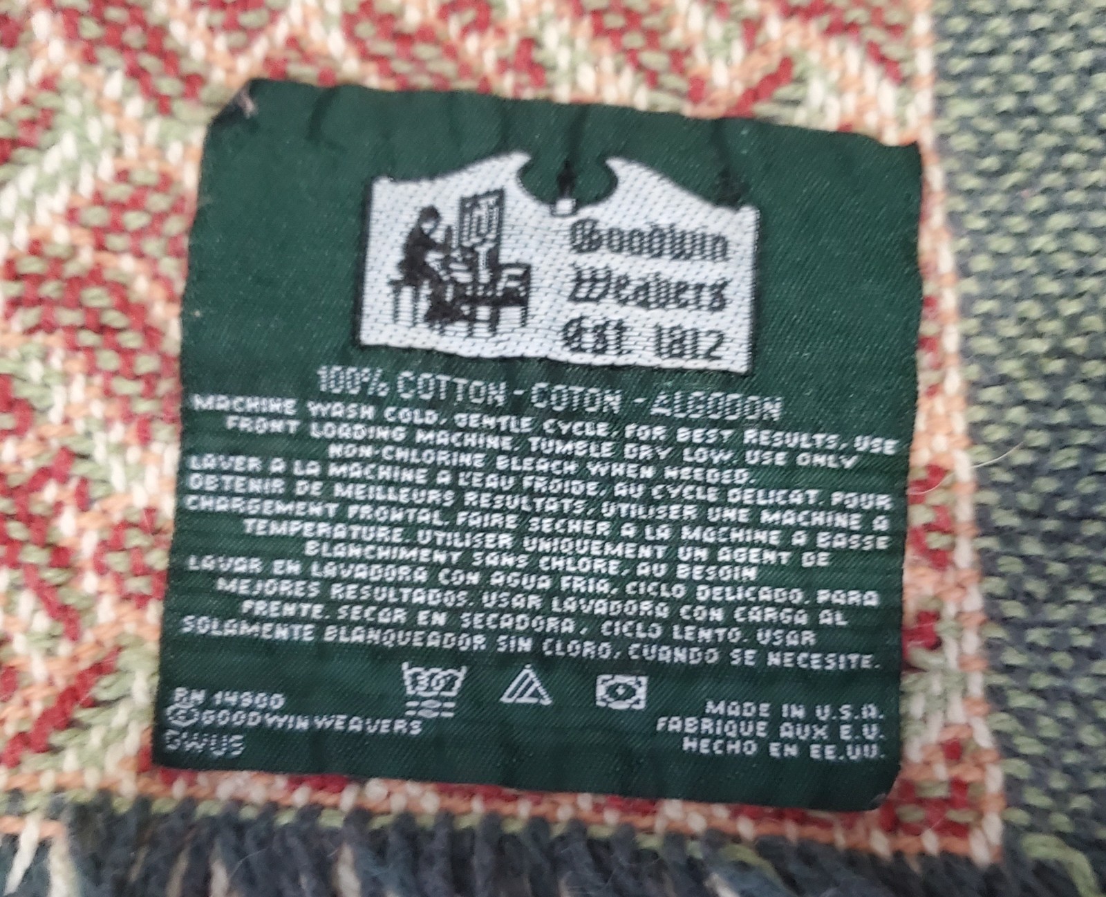 Title:Vtg Goodwin Weavers Tapestry Throw Blanket 43×62 Floral Garden Red Green