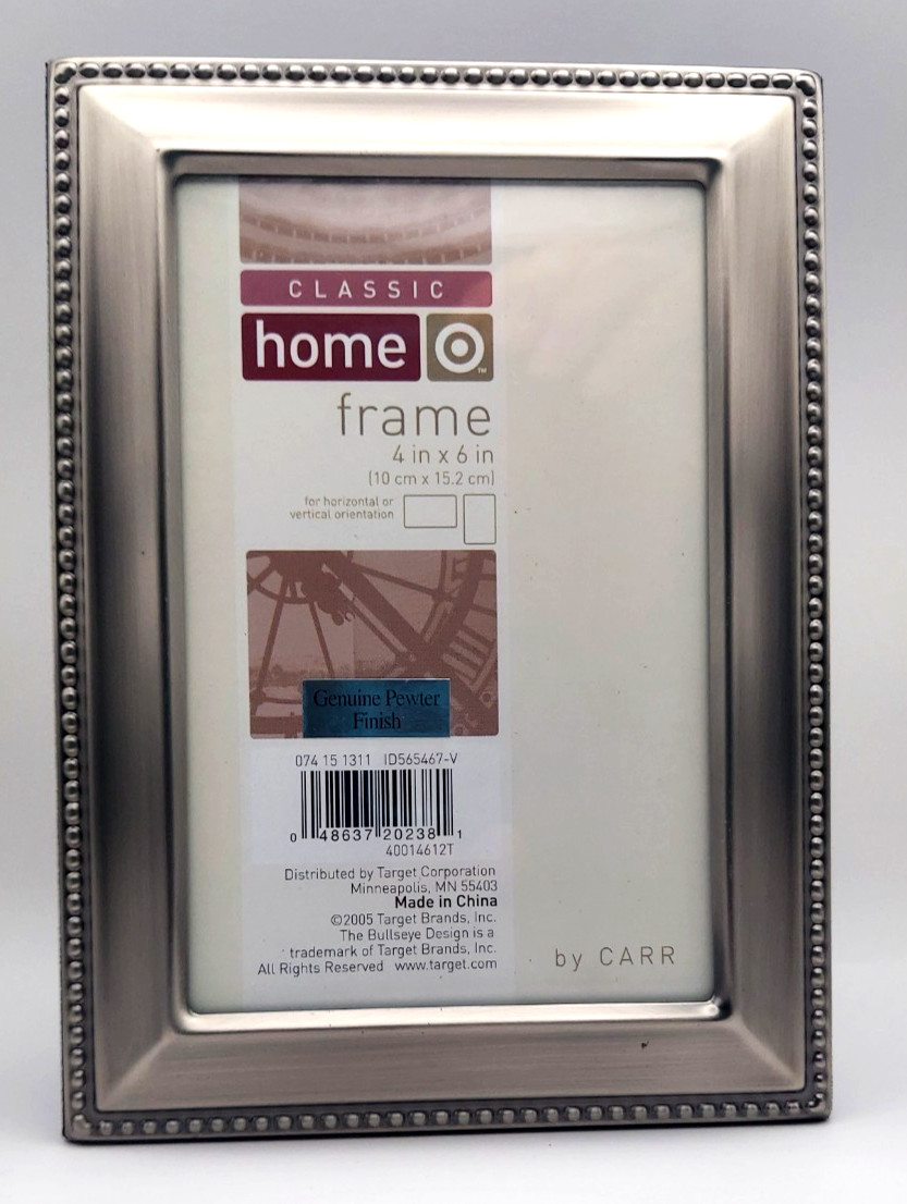 Classic Home 4×6 Pewter Finish Beaded Modern Photo Frame Portrait or Landscape