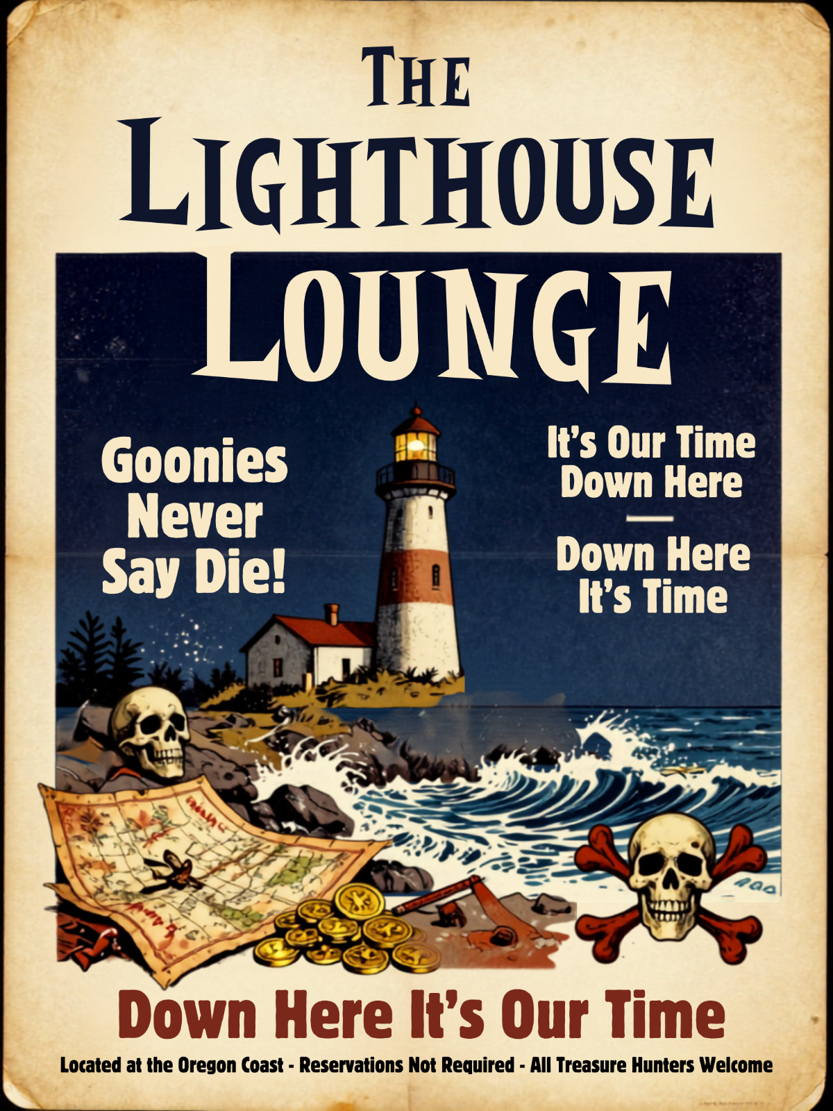 The Goonies Lighthouse Lounge Ad Style Wall Collage Poster Print