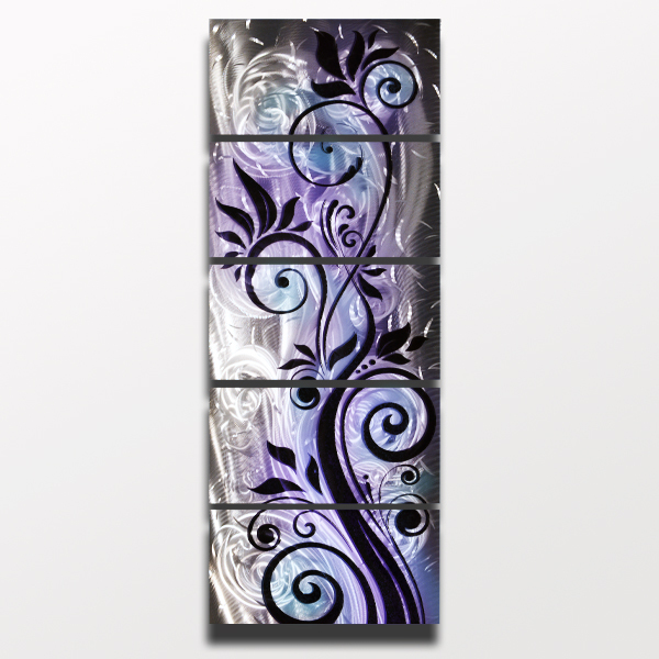 Large Modern Abstract Metal Wall Art Contemporary Painting Purple Blue Decor