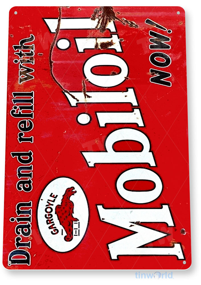 Mobil Oil Gas Oil Sign, Station, Garage, Auto Shop, Retro Rustic Tin Sign A497