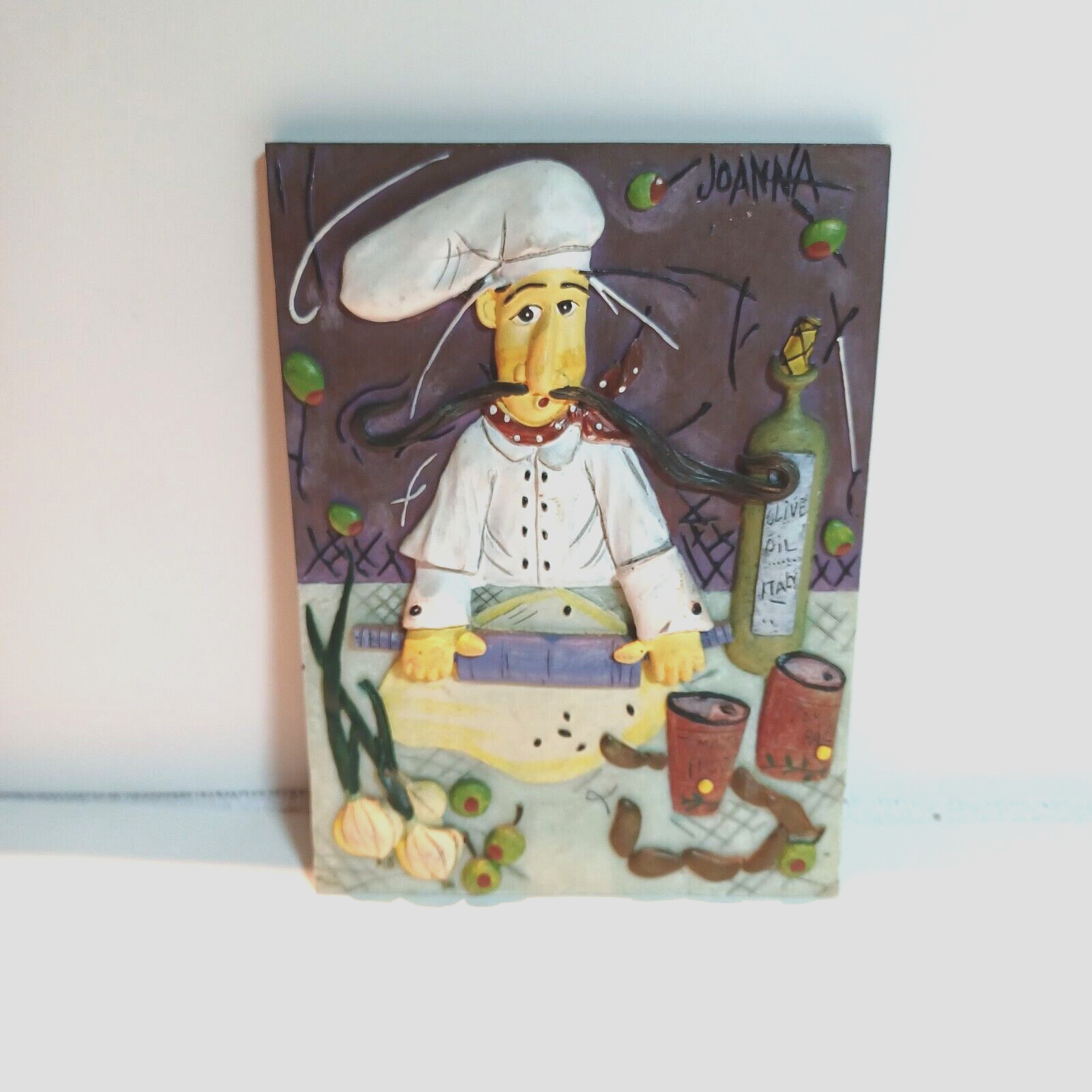 Joanna Charming 3D Chef and Waiters Wall Decor Plaque Tile See Description
