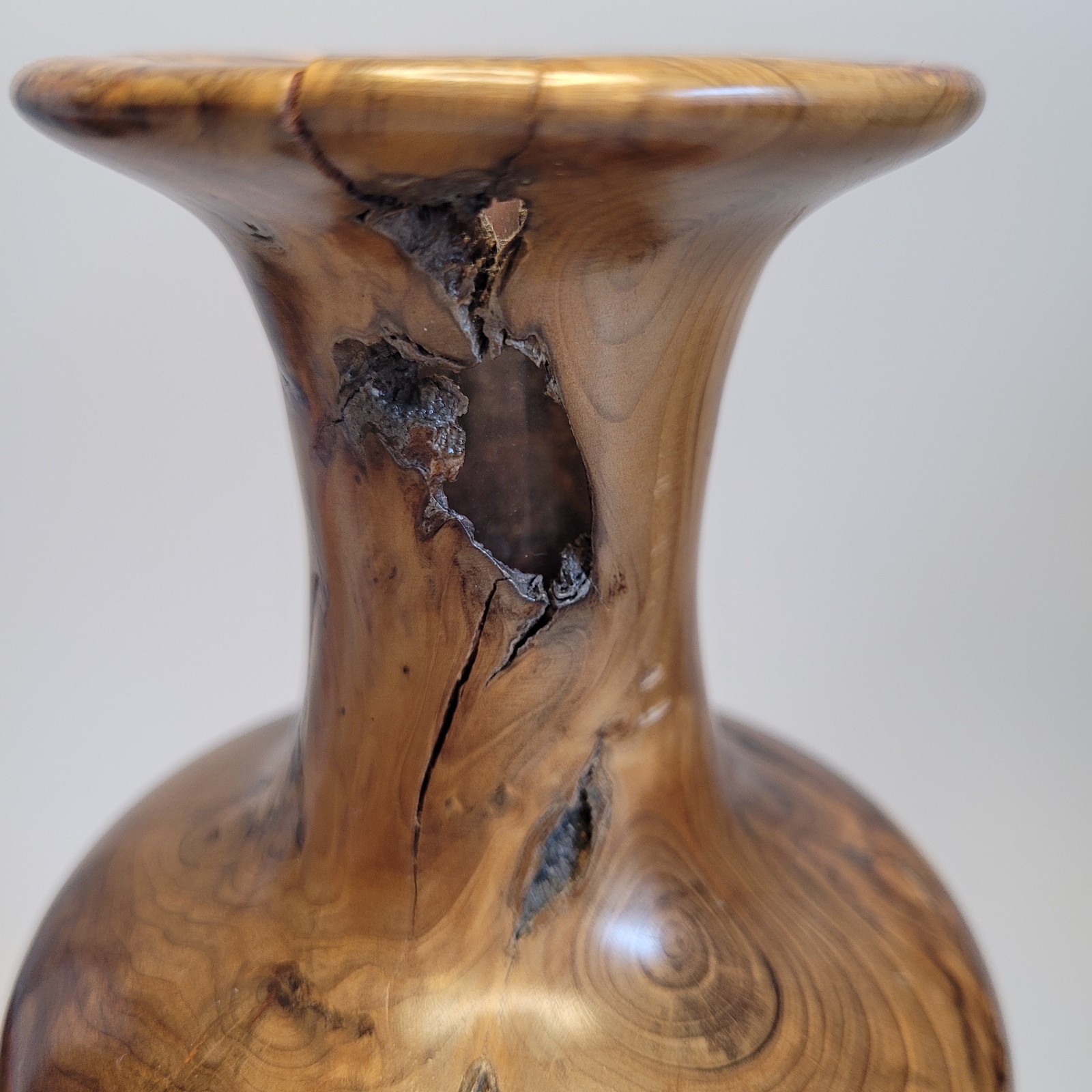 Yew Wood Bud Vase 12&Prime; Tall Unique Handmade Nice Condition! See Description!
