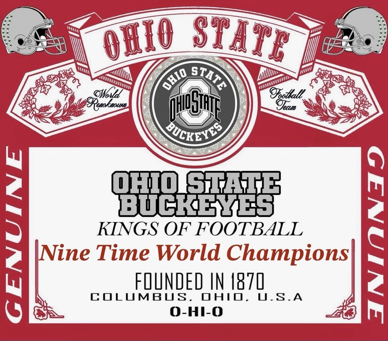 Ohio State Buckeyes Genuine Bud Sticker *NEW* Measures 4&Prime; x 3.5&Prime; O-HI-O