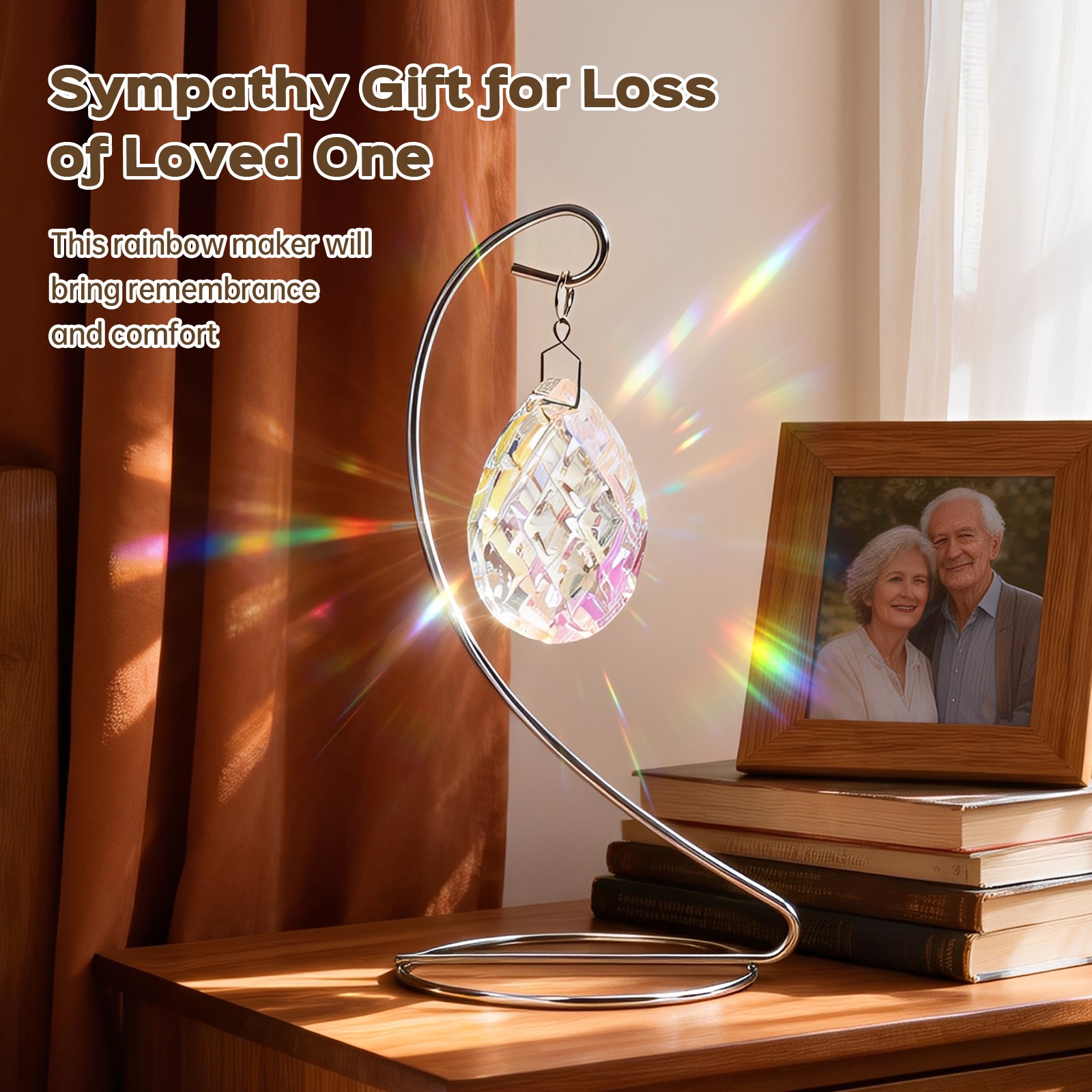 Vertical Sun Catcher with Crystal & Glass, Elegant Light Capture Decor Gift