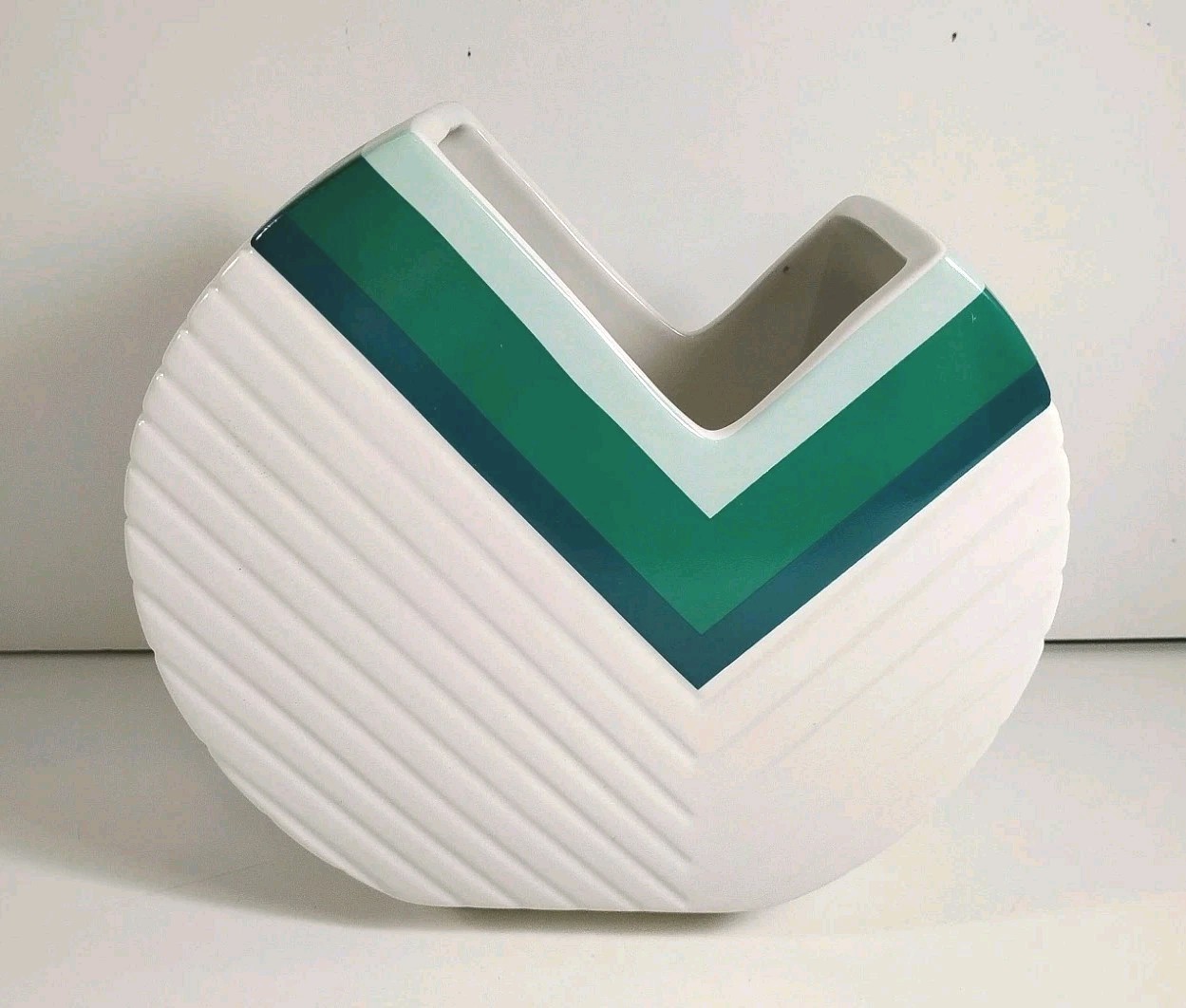 Jonathan Adler Now House Chroma Cut Circle Vase Green Teal Modern