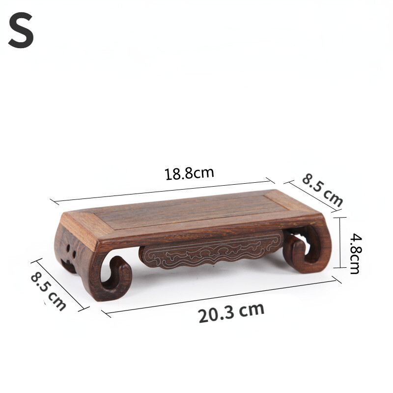 Wooden Display Stand Rectangle Base for Flower Vase Teapot Stone Home Decor