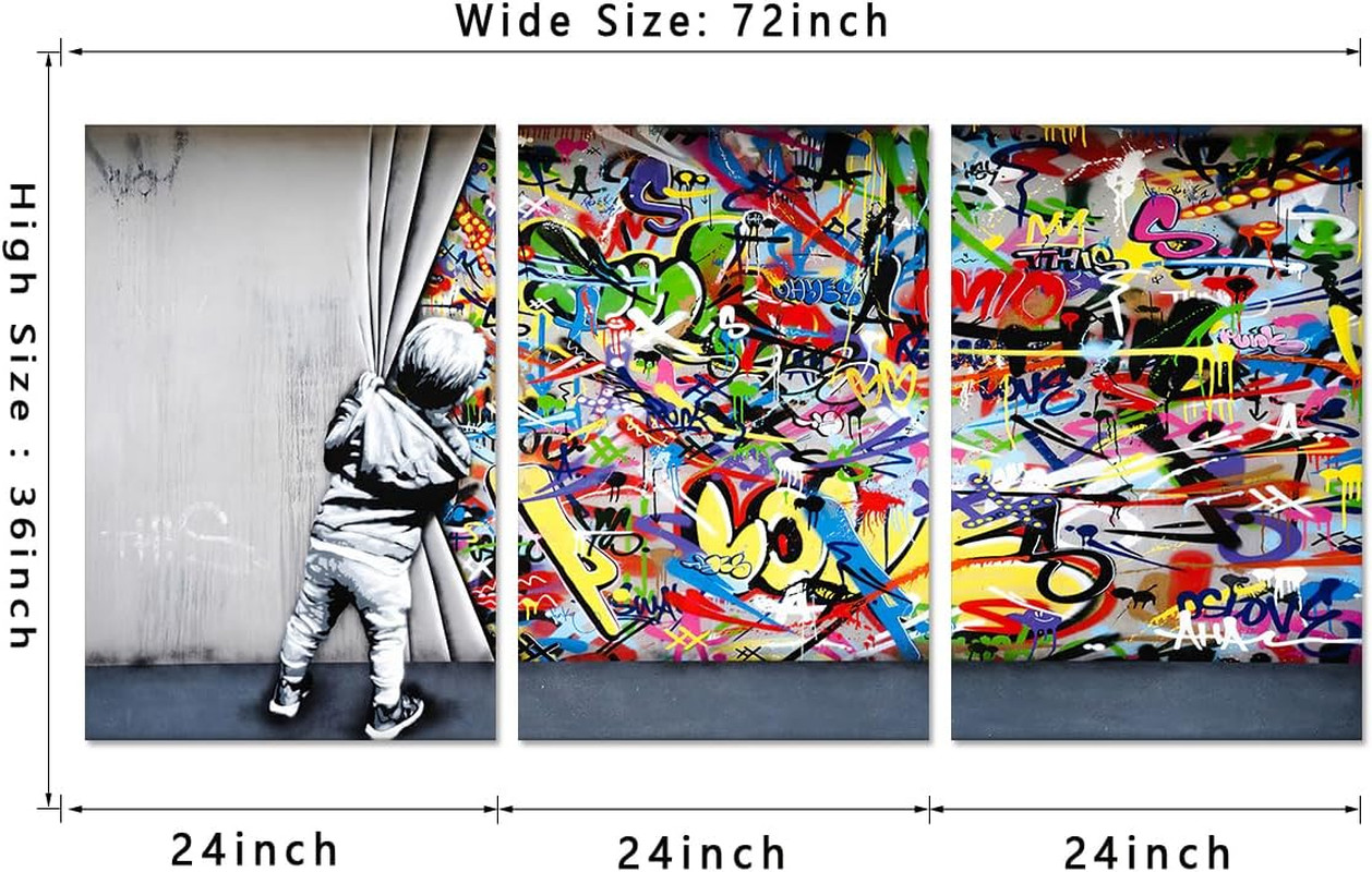 Behind the Curtain Canvas Prints Banksy Graffiti Wall Art Paintings Pop Art Colo