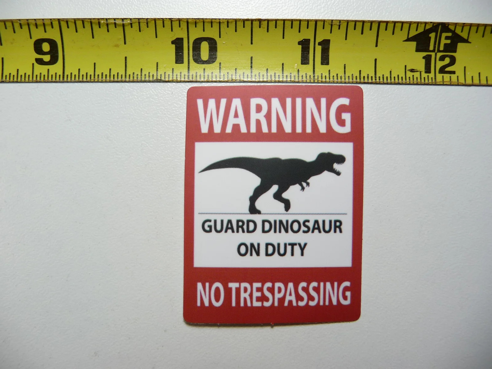 WARNING GUARD ON DUTY DINOSAUR SMALL STICKER DECAL FUNNY FOR WALL DOOR