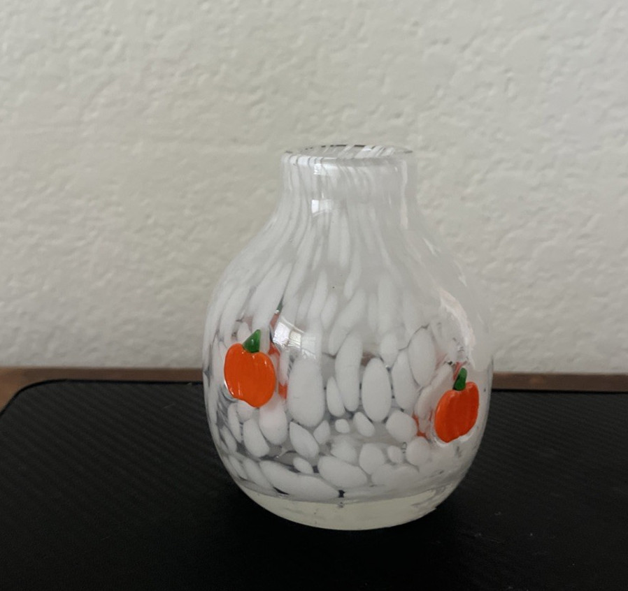 NWT Anthropologie Mystic Confetti Pumpkin Icon Glass Bud Vase
