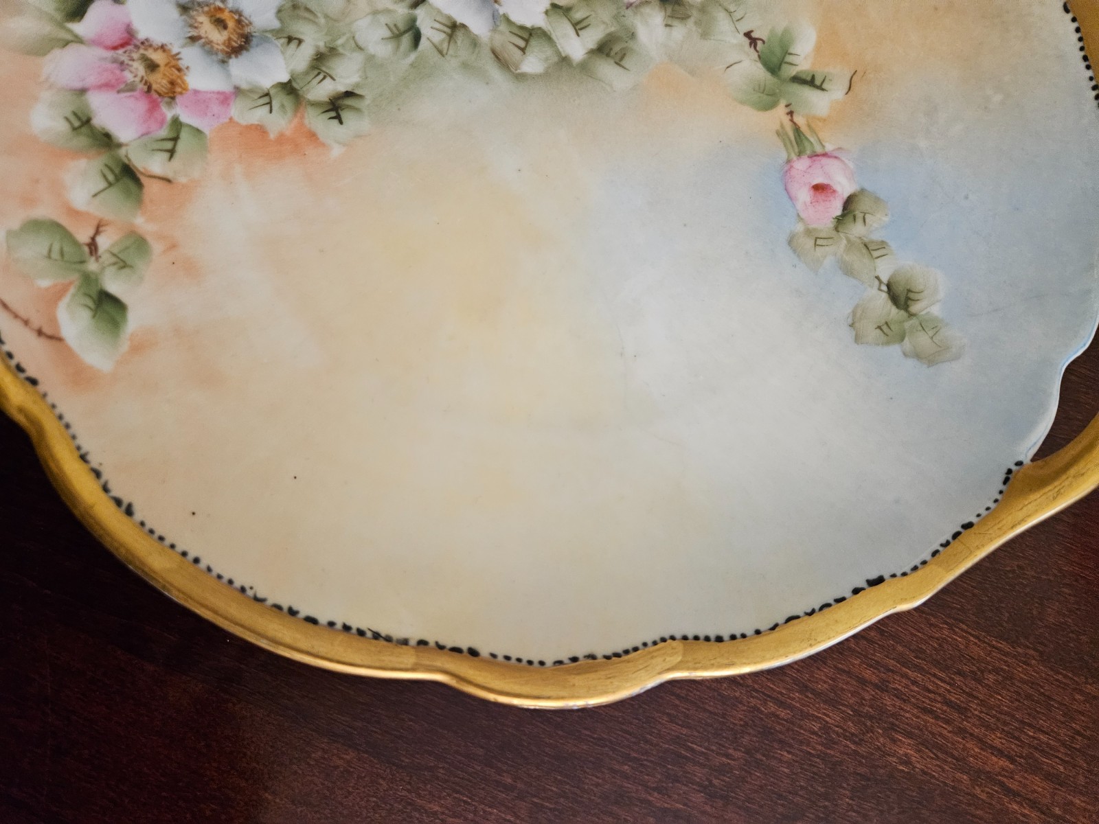 Antique 1920&rsquo;s B&Co Limoges Serving Plate with Handles 10.25&Prime; – Apple Blossoms