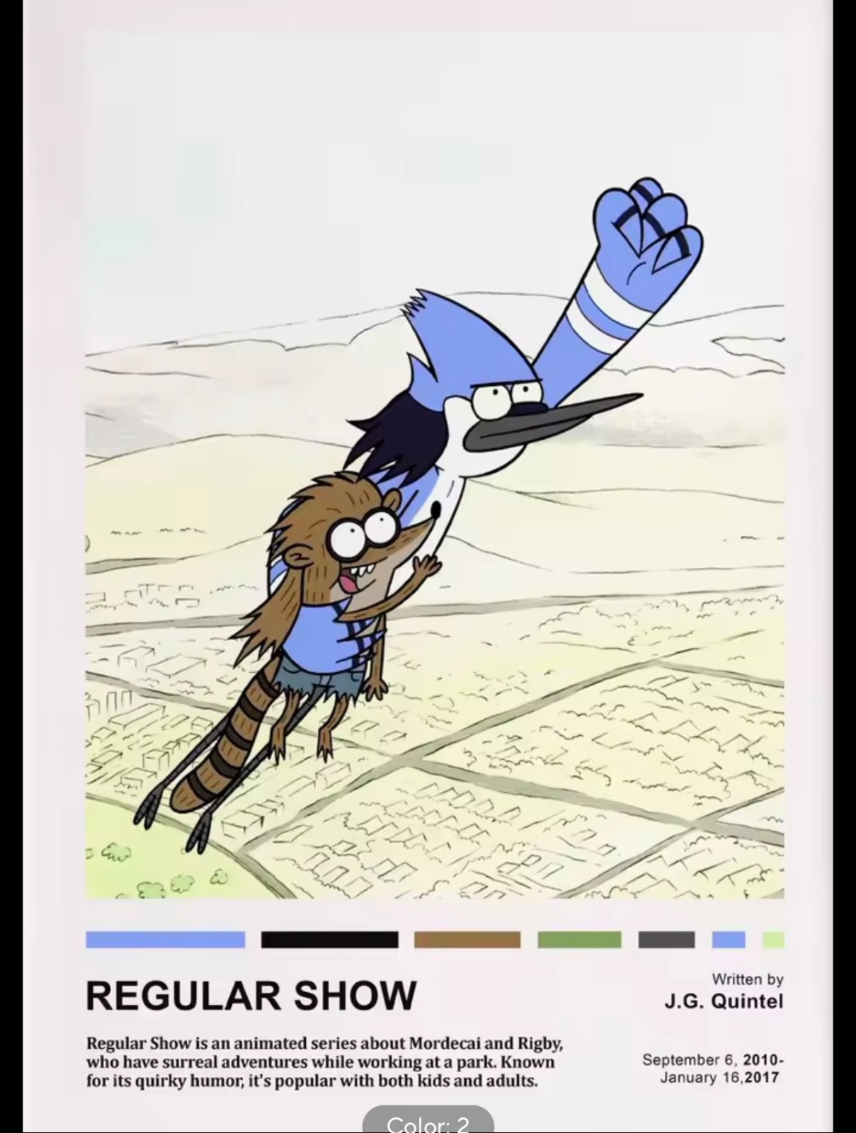 Regular Show Poster Mordecai Rigby Wall Art Cartoon Room Decor Unframed Print