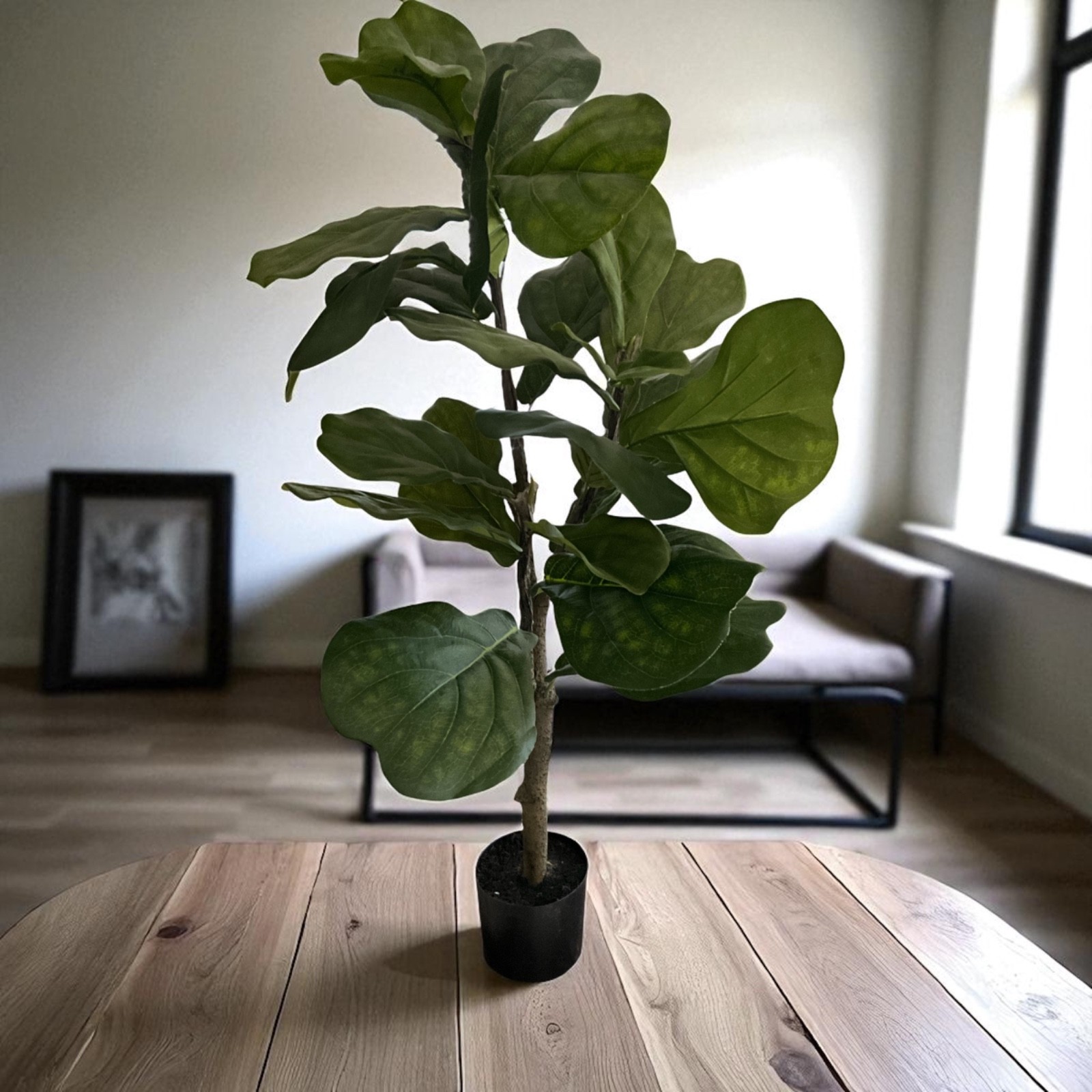 Artificial Fiddle Leaf Fig Tree Faux Ficus Lyrata Indoor Decor 38”