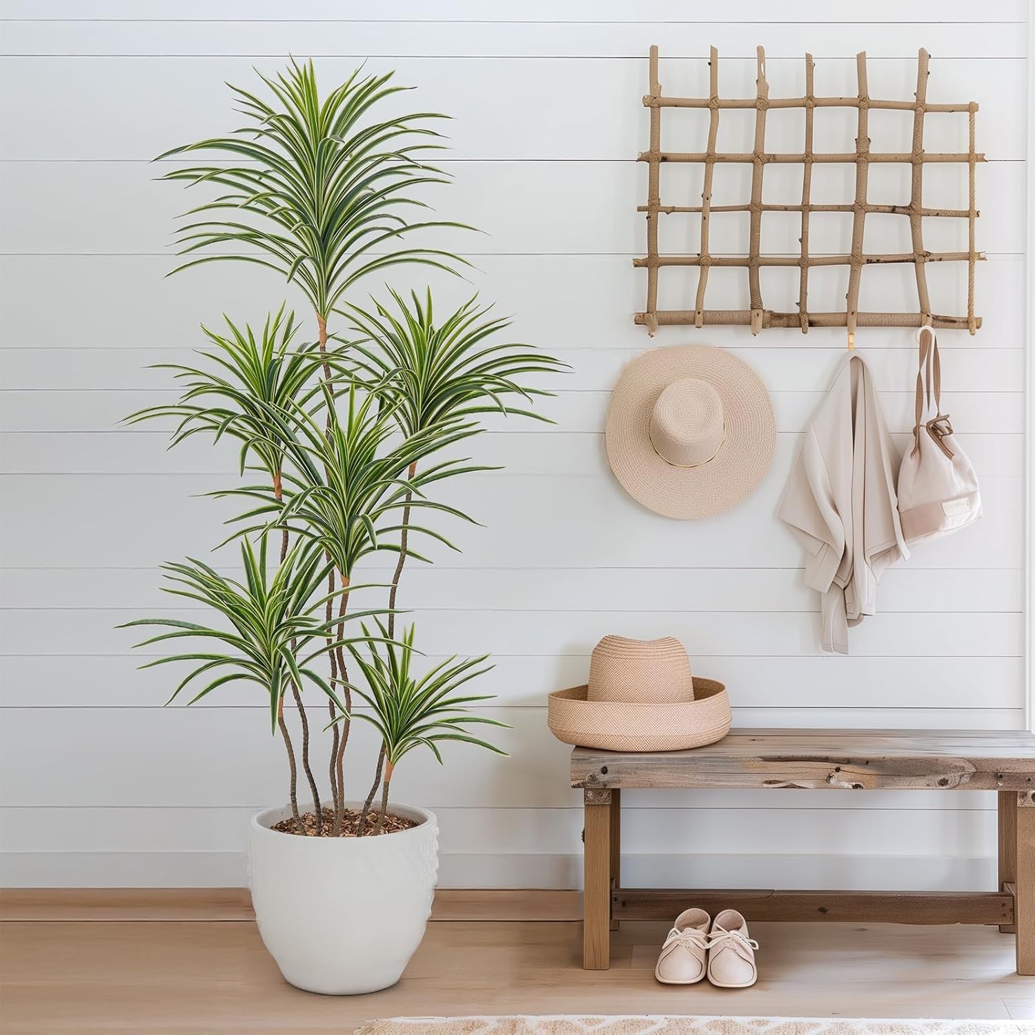 Artificial Dracaena Plants Indoor, 5 ft Faux Tropical Floor Plants Indoor, Tall