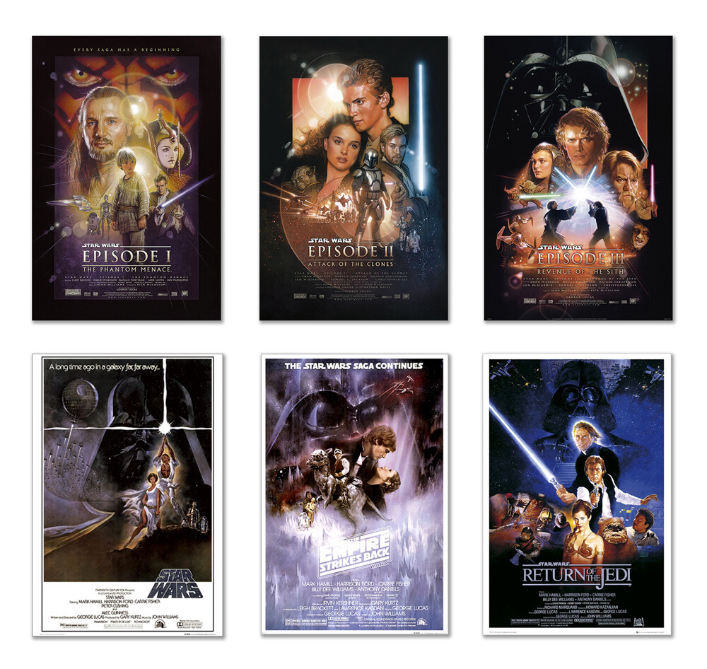 STAR WARS: EPISODE I-VI – 6 PIECE MOVIE POSTER SET (REGULARS 1) (24 X 36&Prime; EACH)