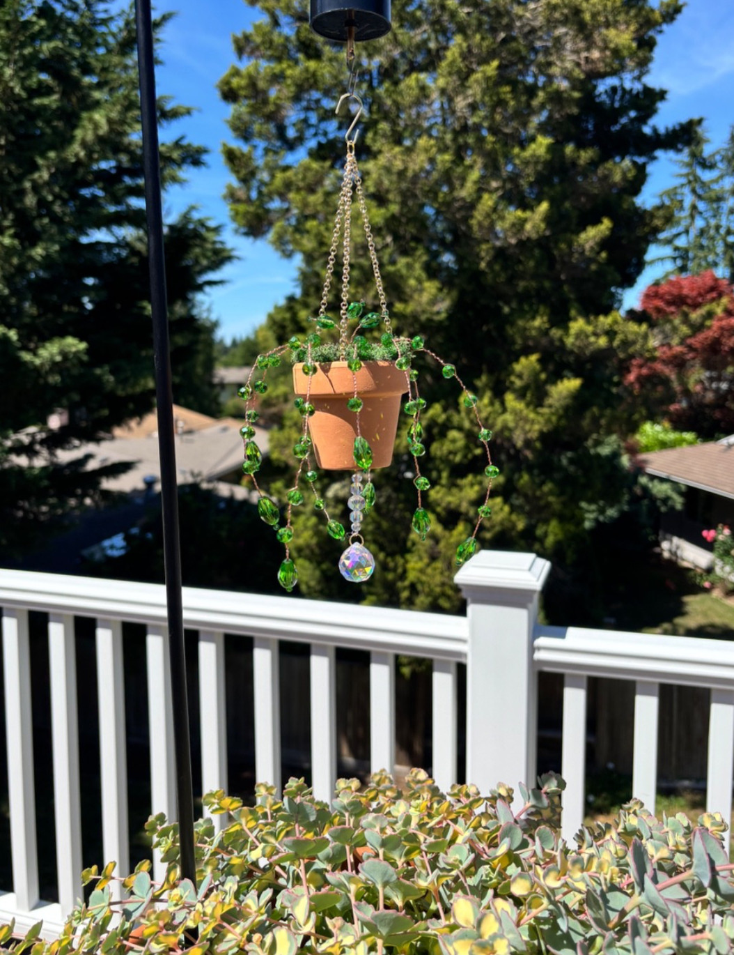 Handmade Beaded Forever Plant Suncatcher Hanging Decoration