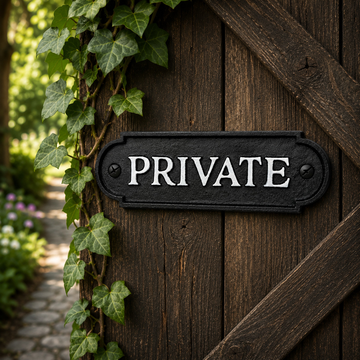 PRIVATE Door Sign Cast Iron Plaque Wall Gate Sign Rustic Vintage Black