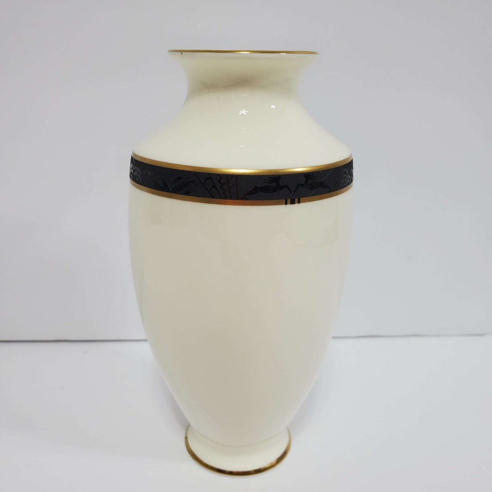 Vintage Pfaltzgraff Astoria Vase Ivory 5.5 in Gold Trim Bone China Home Decor