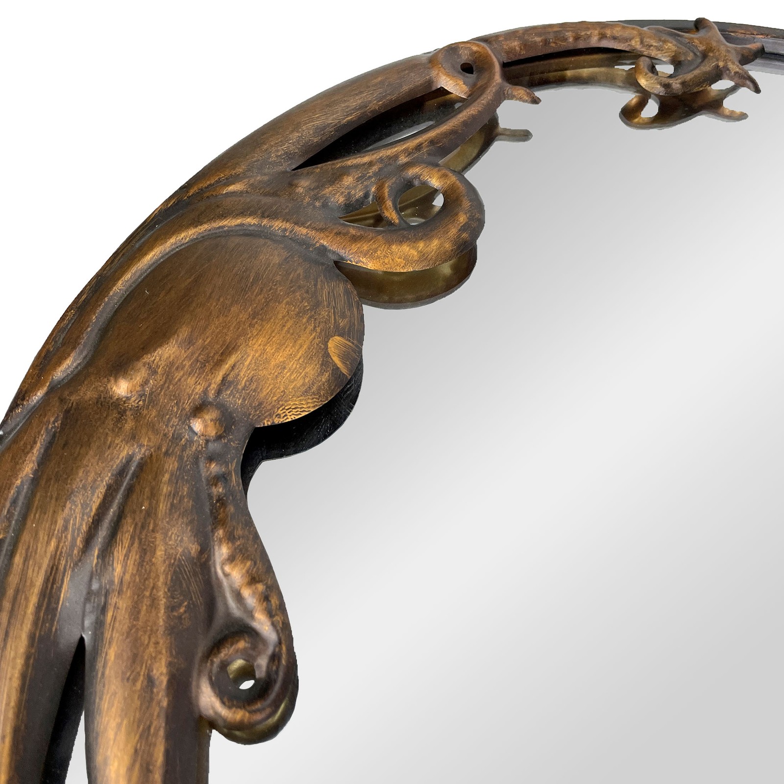 Bronze Octopus Wall Mirror – 20-Inch Decorative Accent for Nautical Home Decor