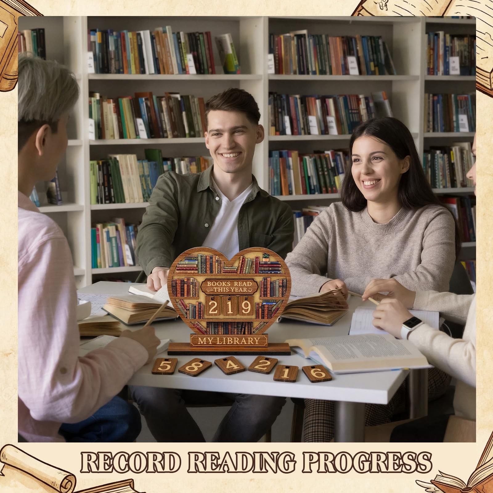 Heart-Shaped Book Tracker Sign for Book Lovers – Perfect Gift for Readers