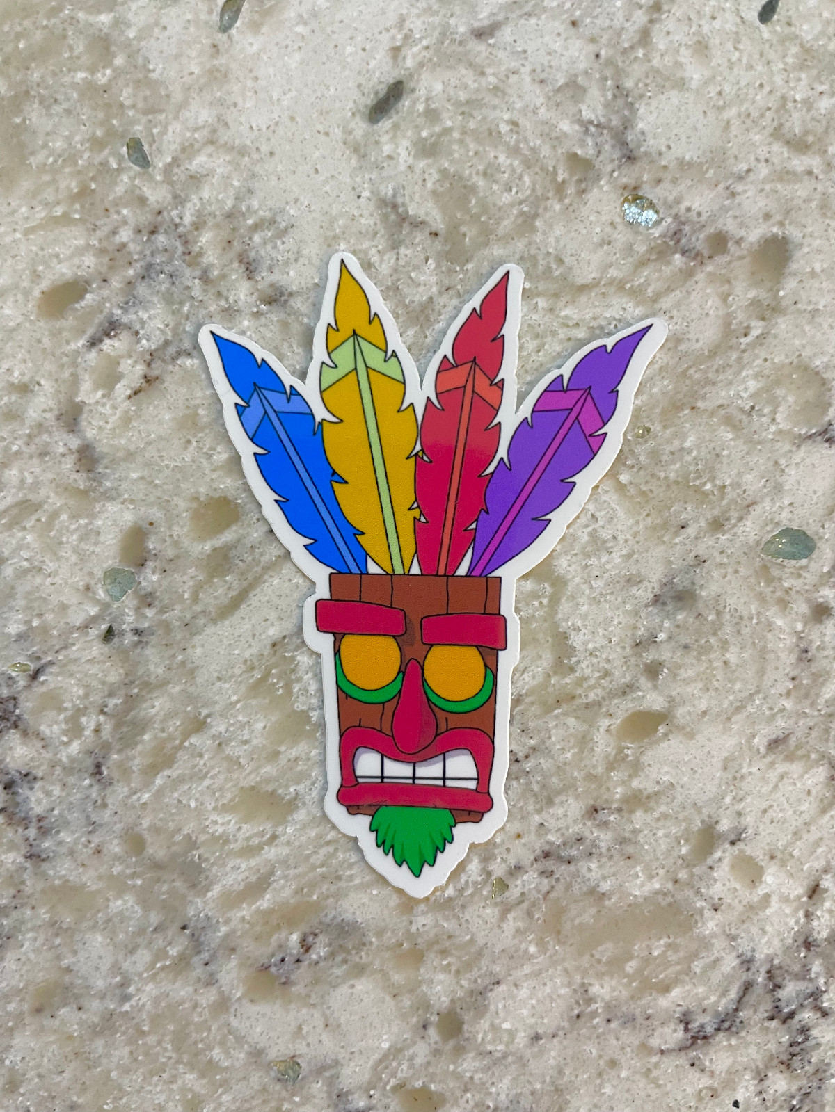 Crash Bandicoot Mask Sticker l Gloss or Holographic Laminate l Waterproof Decal