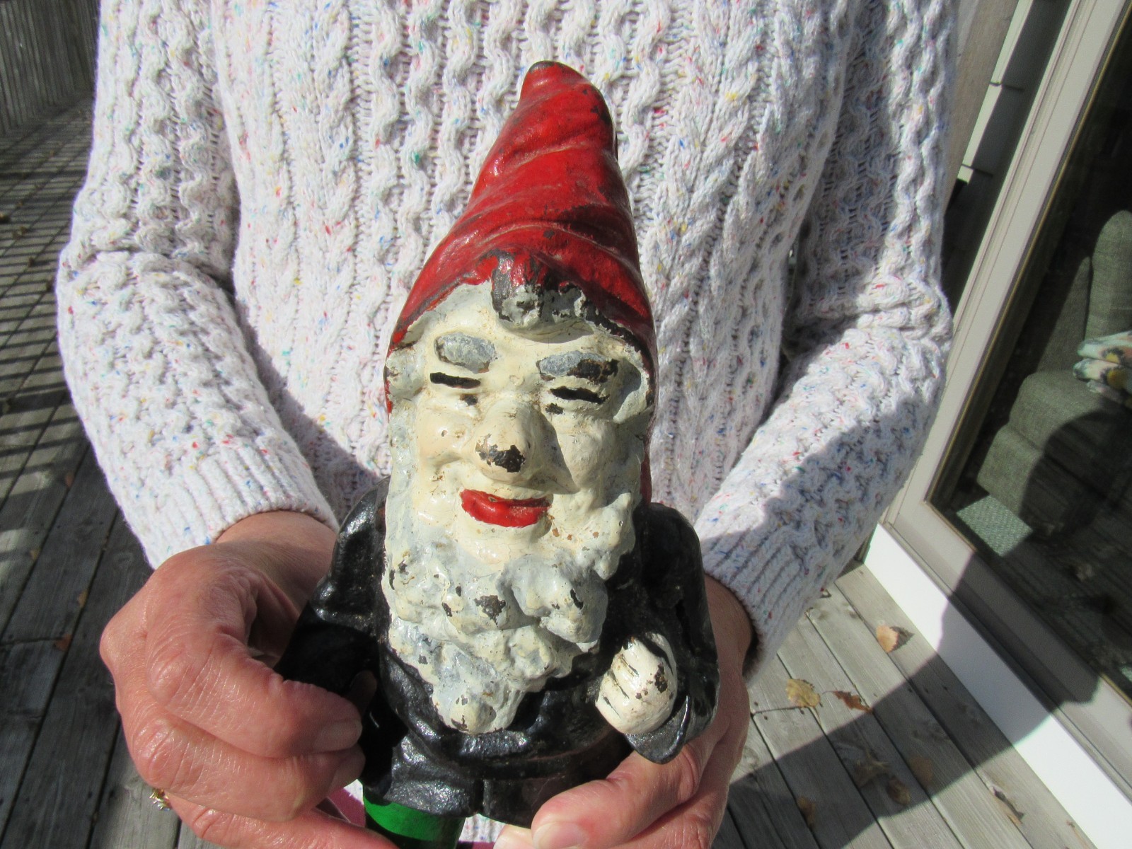 VINTAGE ORIGINAL c1900 HUBLEY GARDEN GNOME CAST IRON DOORSTOP