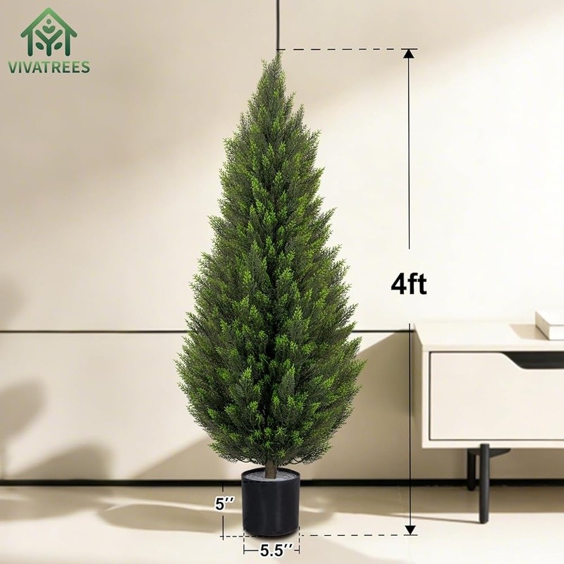 Artificial Cedar Topiary Tree UV Resistant Faux Plant Easy Care Indoor Outdoor