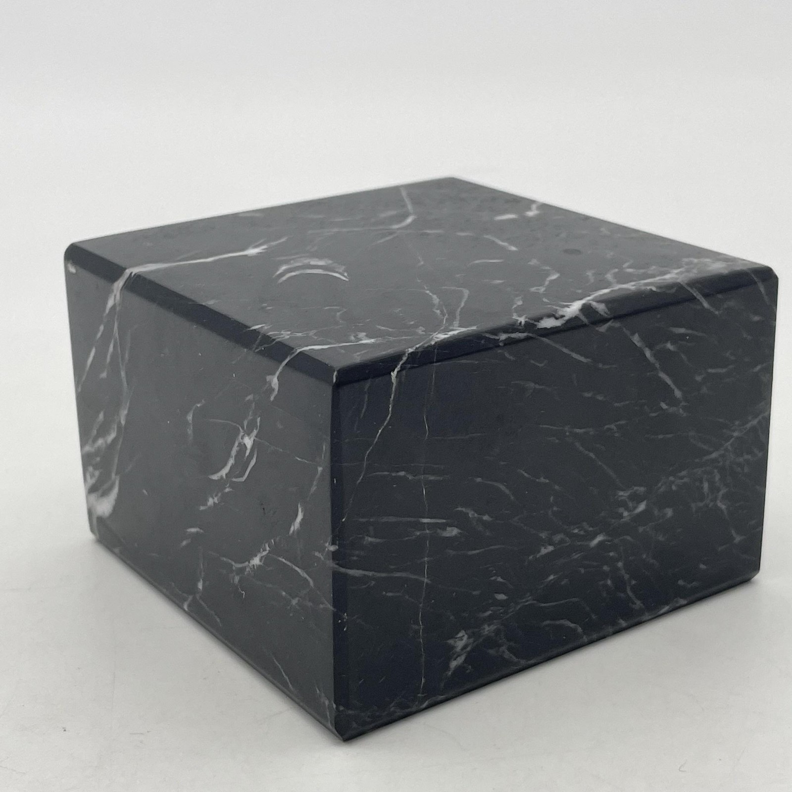 Black Stone Centerpiece Bowl Display Stand 3&Prime;x3&Prime; Square Modern Marble Decor