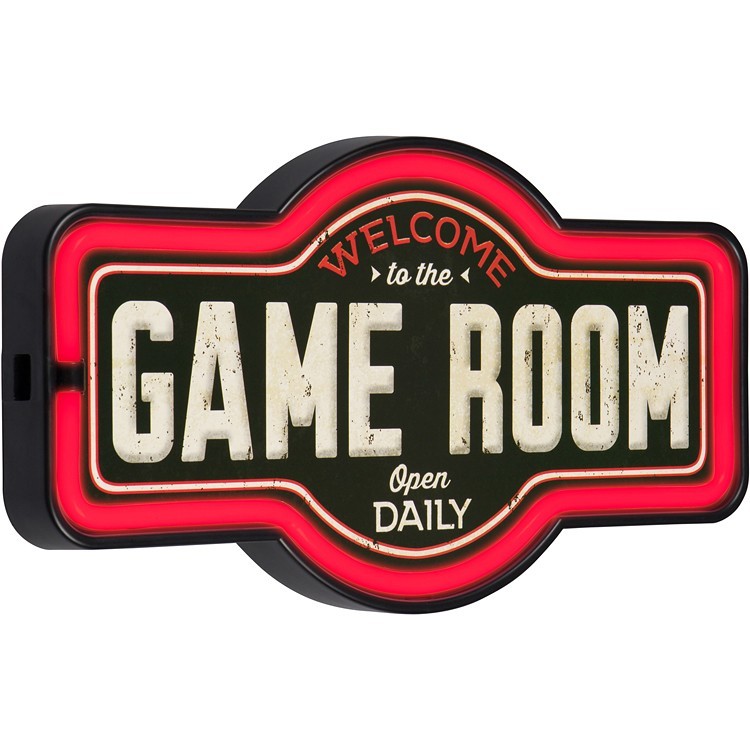 Game Room LED Neon Wall Sign Lighted Bar Man Cave Decor 17&Prime; USB or Battery