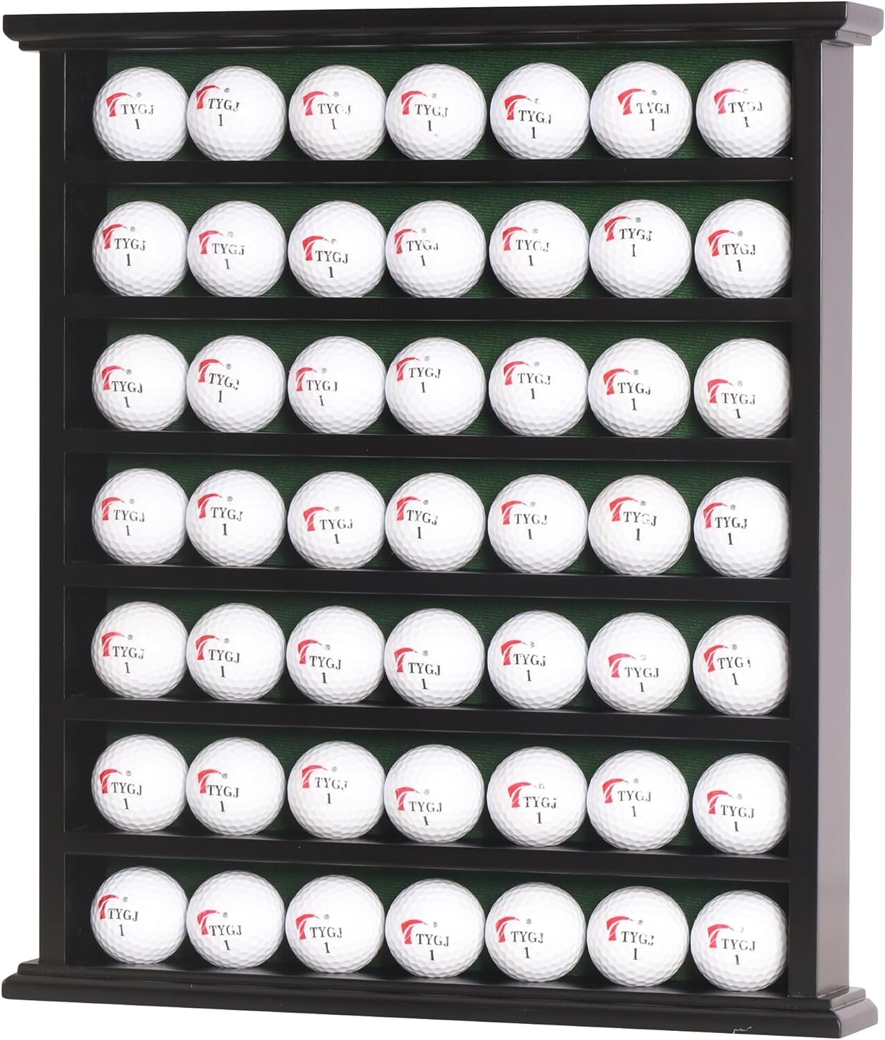 Golf Ball Display Case 49 Pcs Black & Green Clubhouse Wall Mount Cabinet Rack
