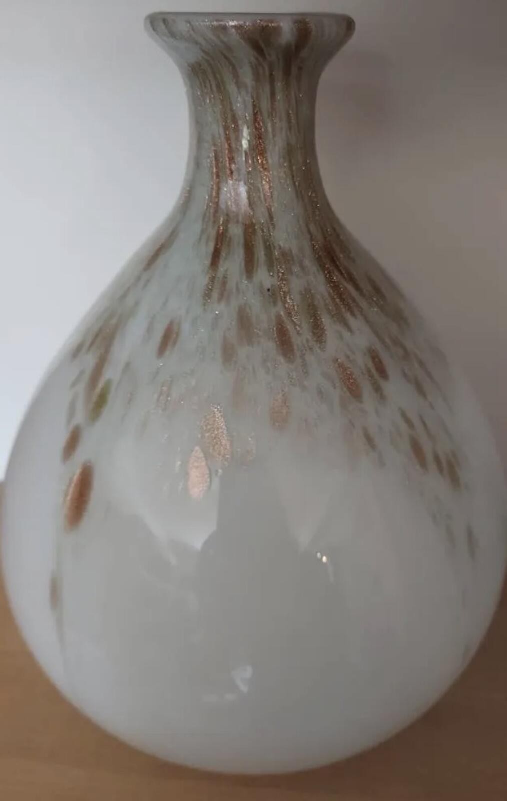 10 x 7” Murano Italian Art Glass Aventurine Swirl Vase