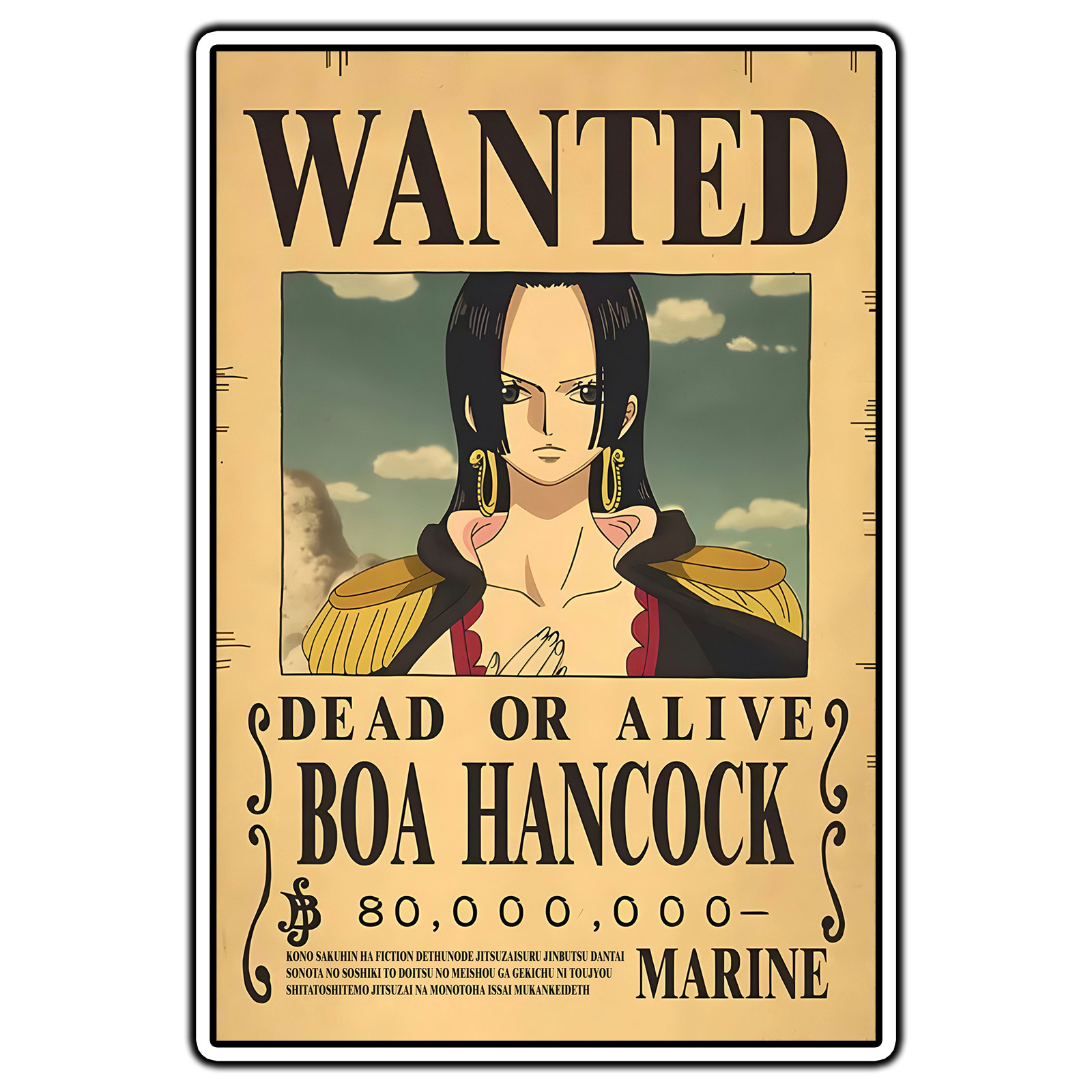 Boa Hancock Wanted Posted One Piece Fan Sticker Waterproof Vinyl Decal Die-Cut