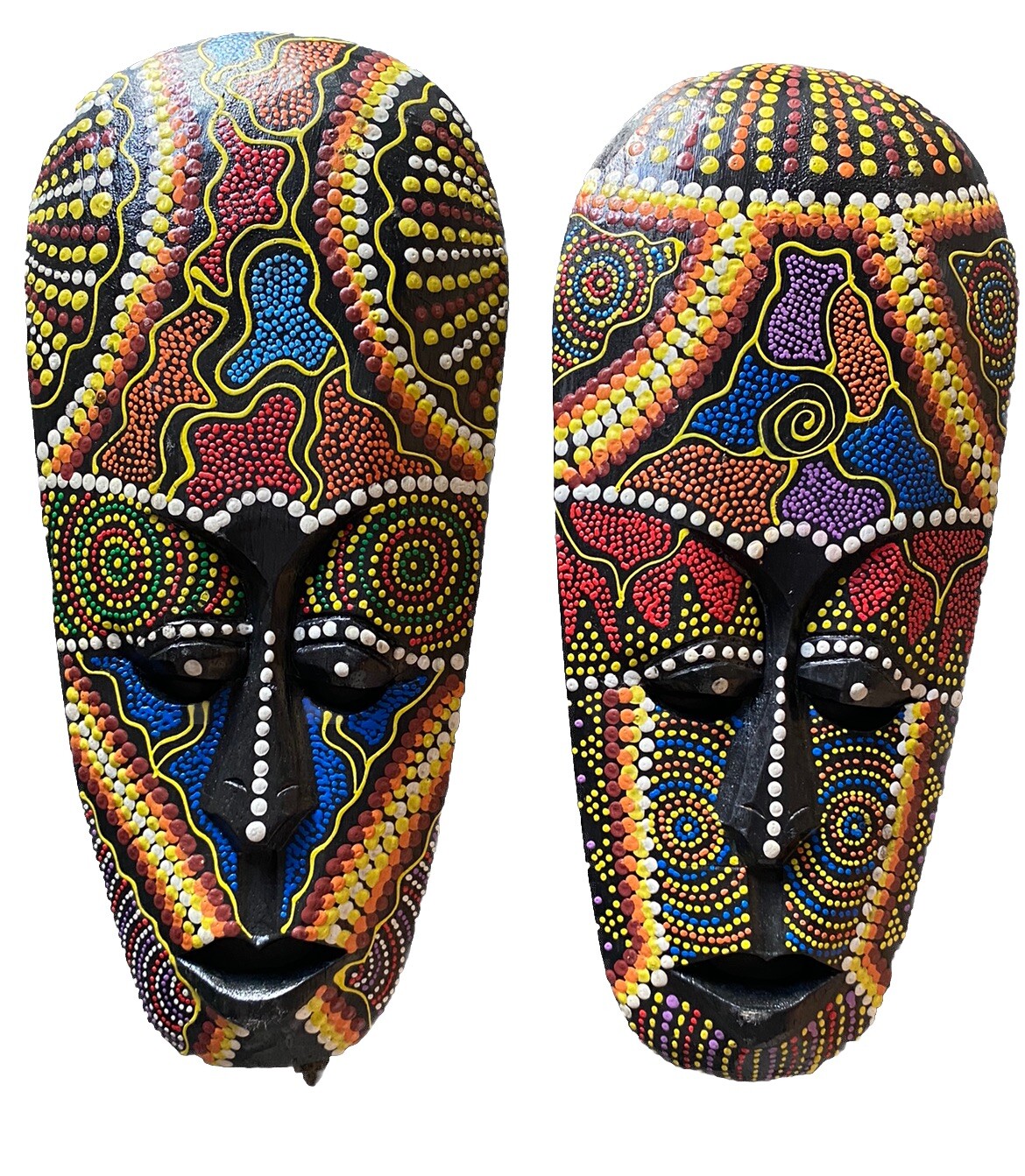 SET OF 2 12&Prime; TIKI MASK HAWAIIAN WALL ART ISLAND HOME DECOR TRIBAL BAR TROPICAL