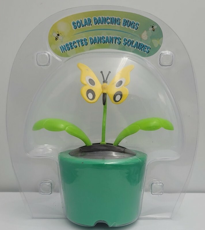Solar DANCING BUTTERFLY Green Flower Pot TOY Light Powered Dancer BOBBLE HEAD